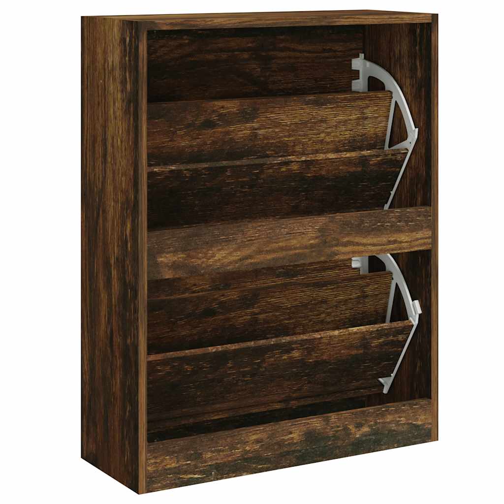 Scarpiera Rovere Fumo 63x24x81 cm in Legno Multistrato