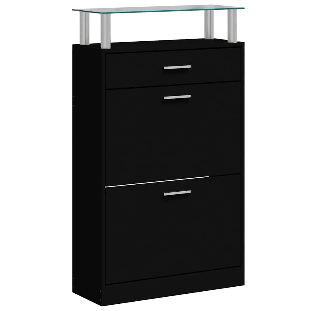 Scarpiera Nera 63x24x104 cm in Legno Multistrato