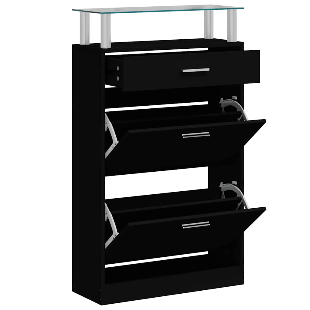 Scarpiera Nera 63x24x104 cm in Legno Multistrato