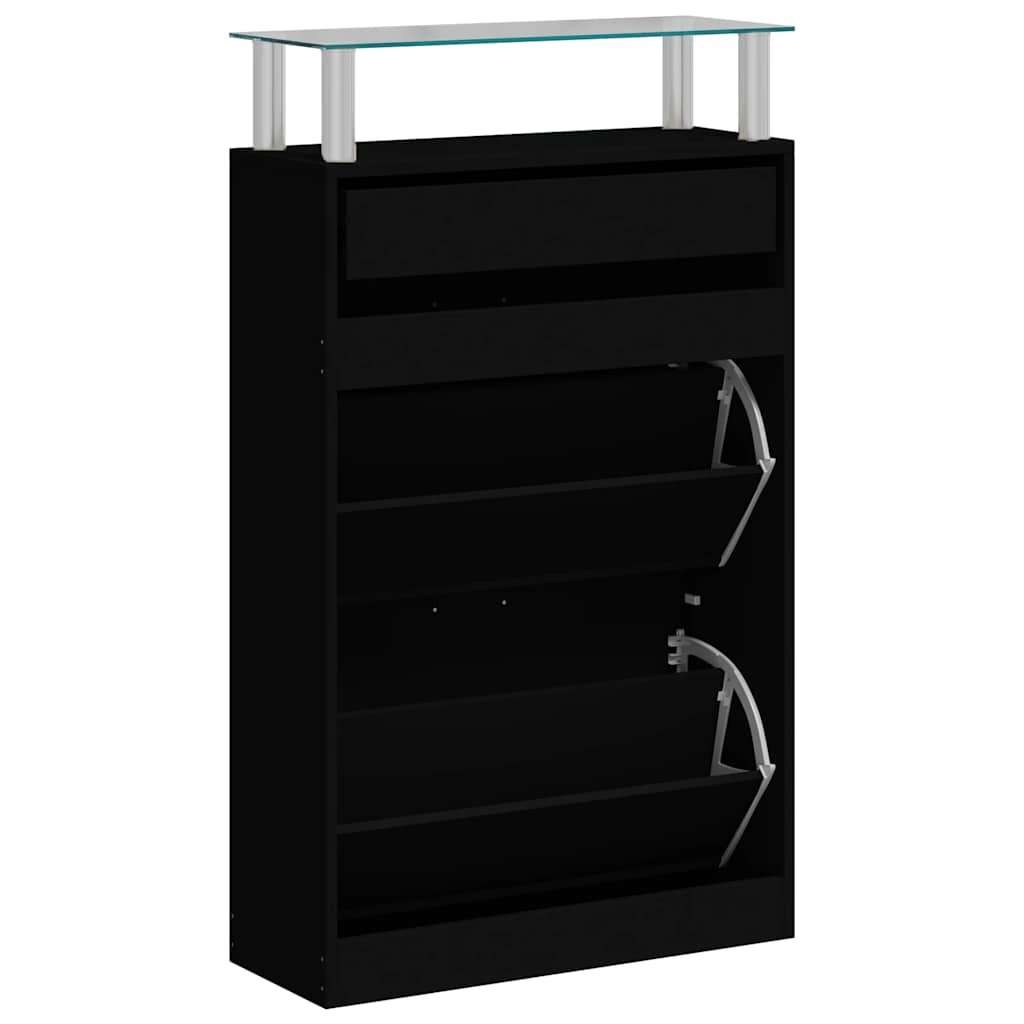 Scarpiera Nera 63x24x104 cm in Legno Multistrato