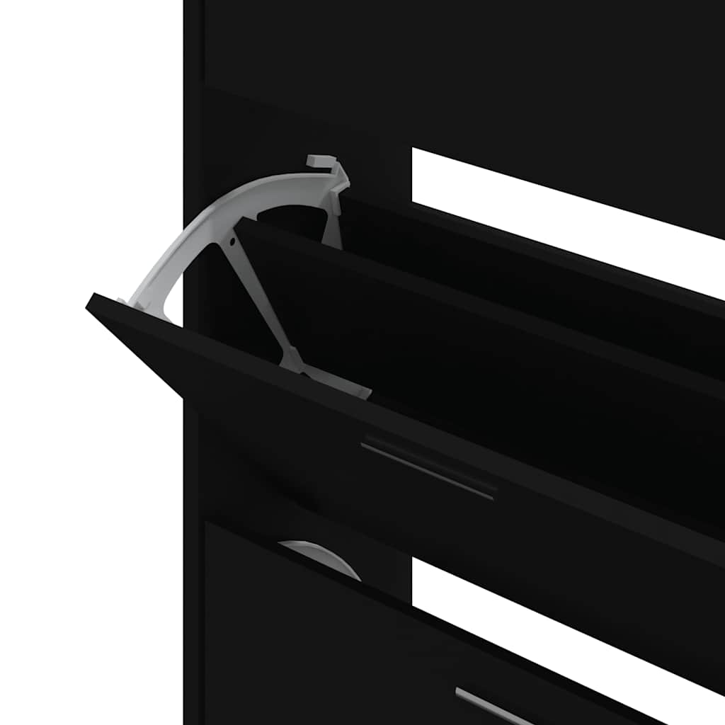 Scarpiera Nera 63x24x104 cm in Legno Multistrato