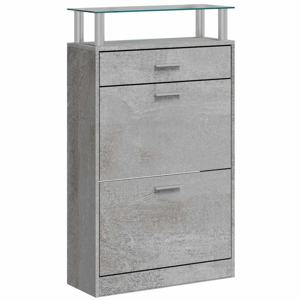 Scarpiera Grigio Cemento 63x24x104 cm in Legno Multistrato