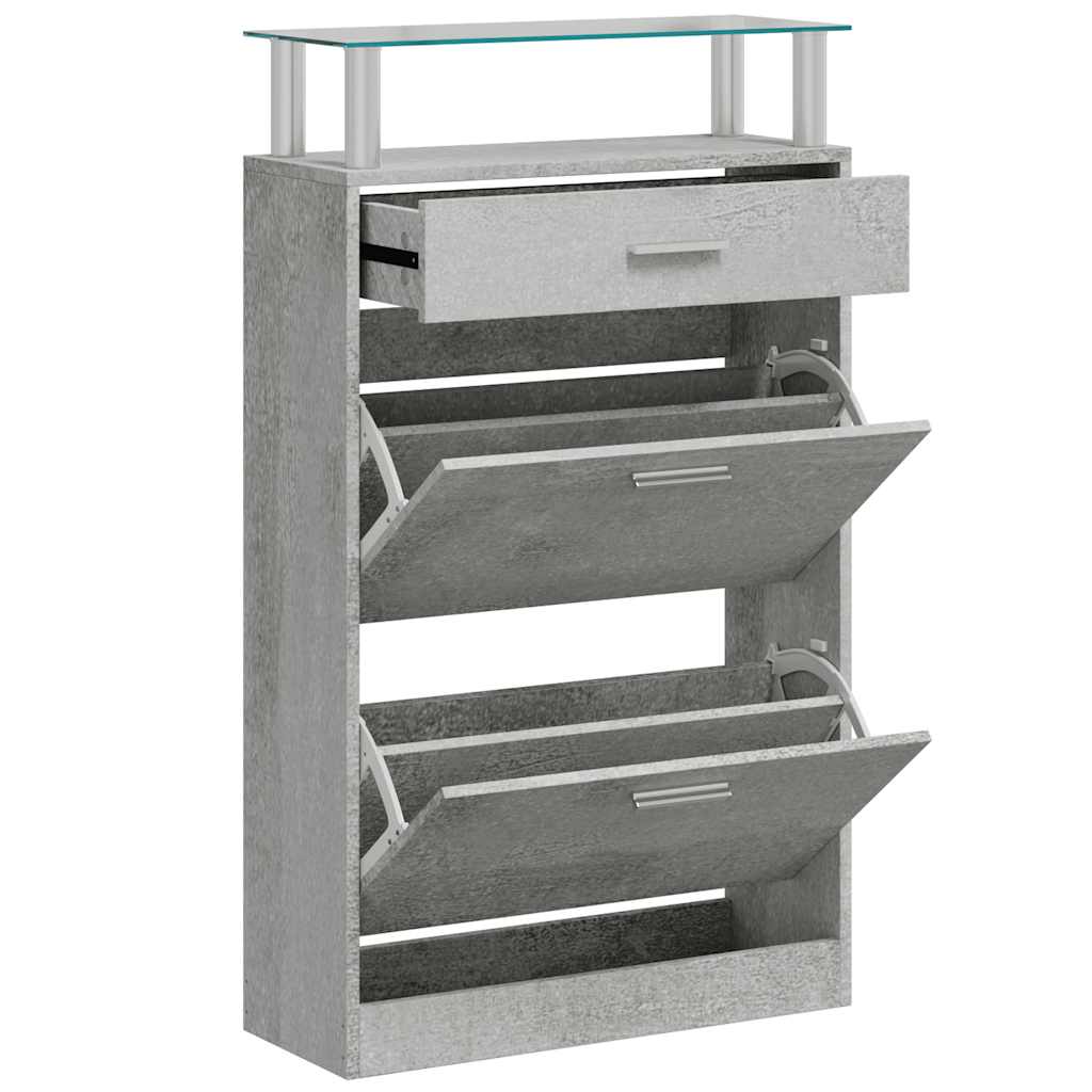Scarpiera Grigio Cemento 63x24x104 cm in Legno Multistrato