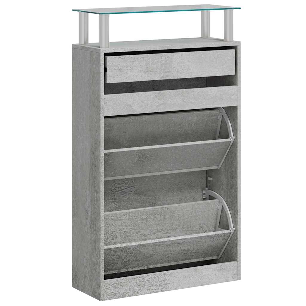 Scarpiera Grigio Cemento 63x24x104 cm in Legno Multistrato