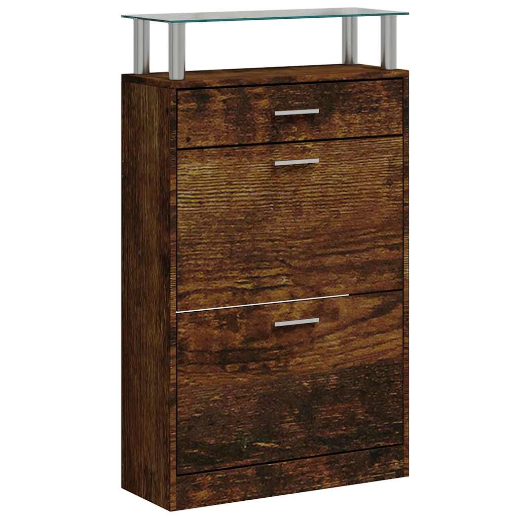 Scarpiera Rovere Fumo 63x24x104 cm in Legno Multistrato
