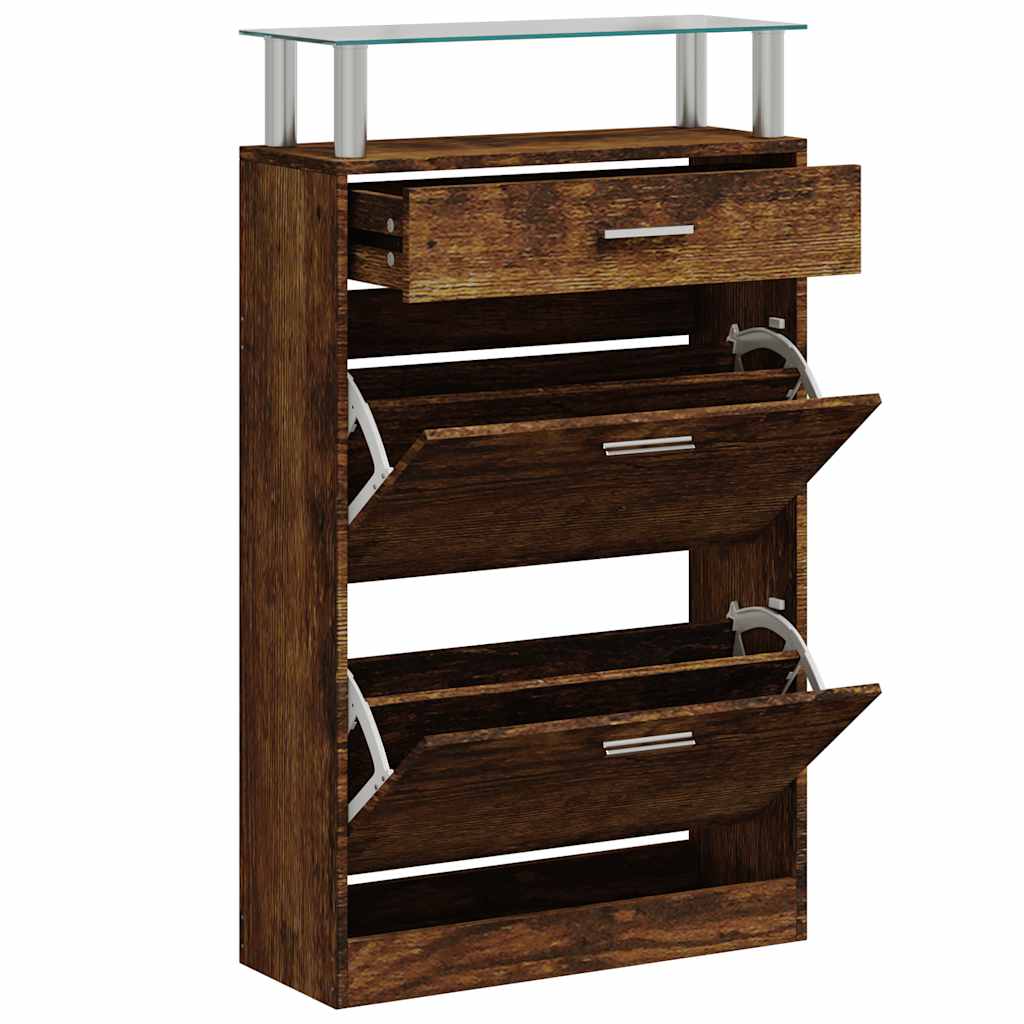 Scarpiera Rovere Fumo 63x24x104 cm in Legno Multistrato
