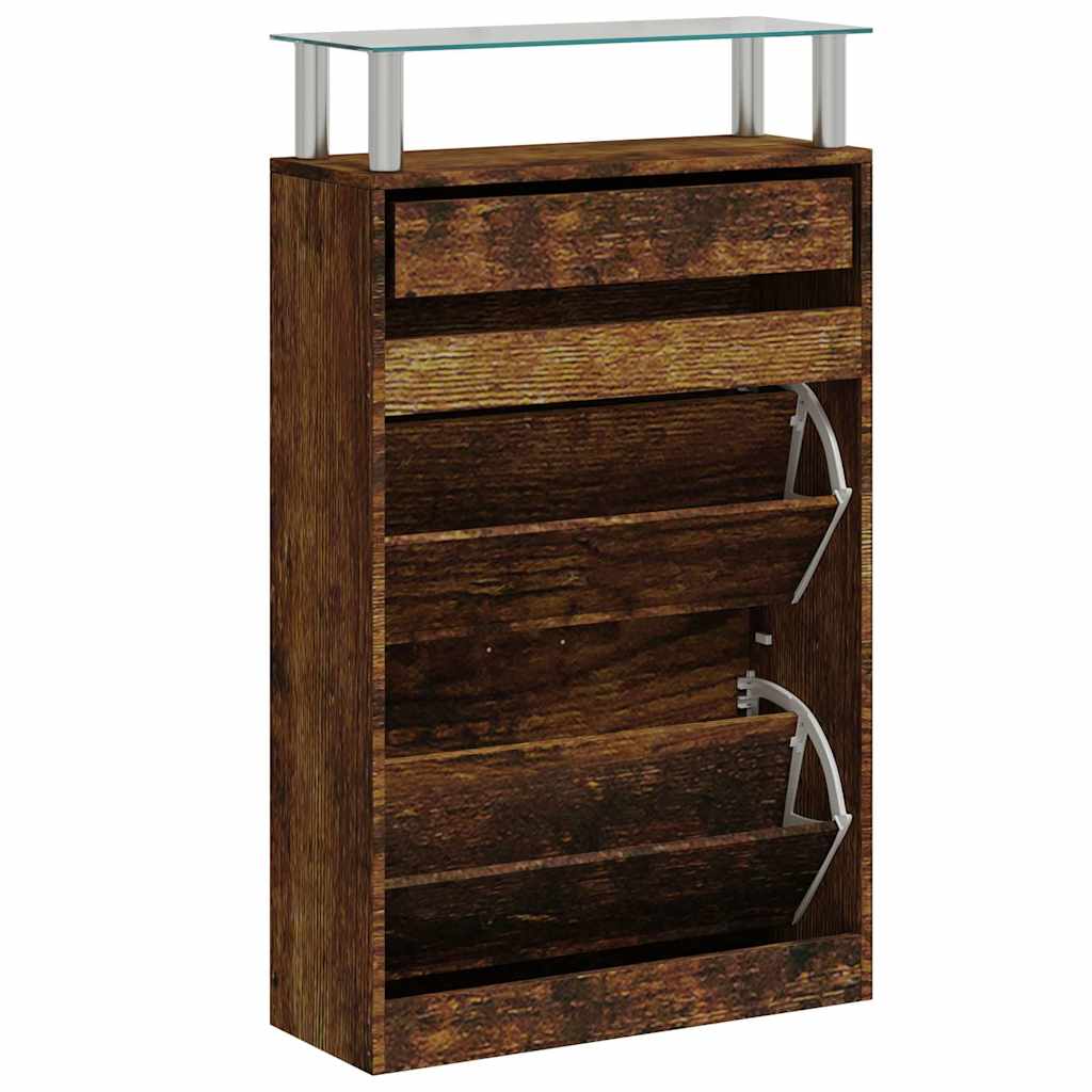 Scarpiera Rovere Fumo 63x24x104 cm in Legno Multistrato