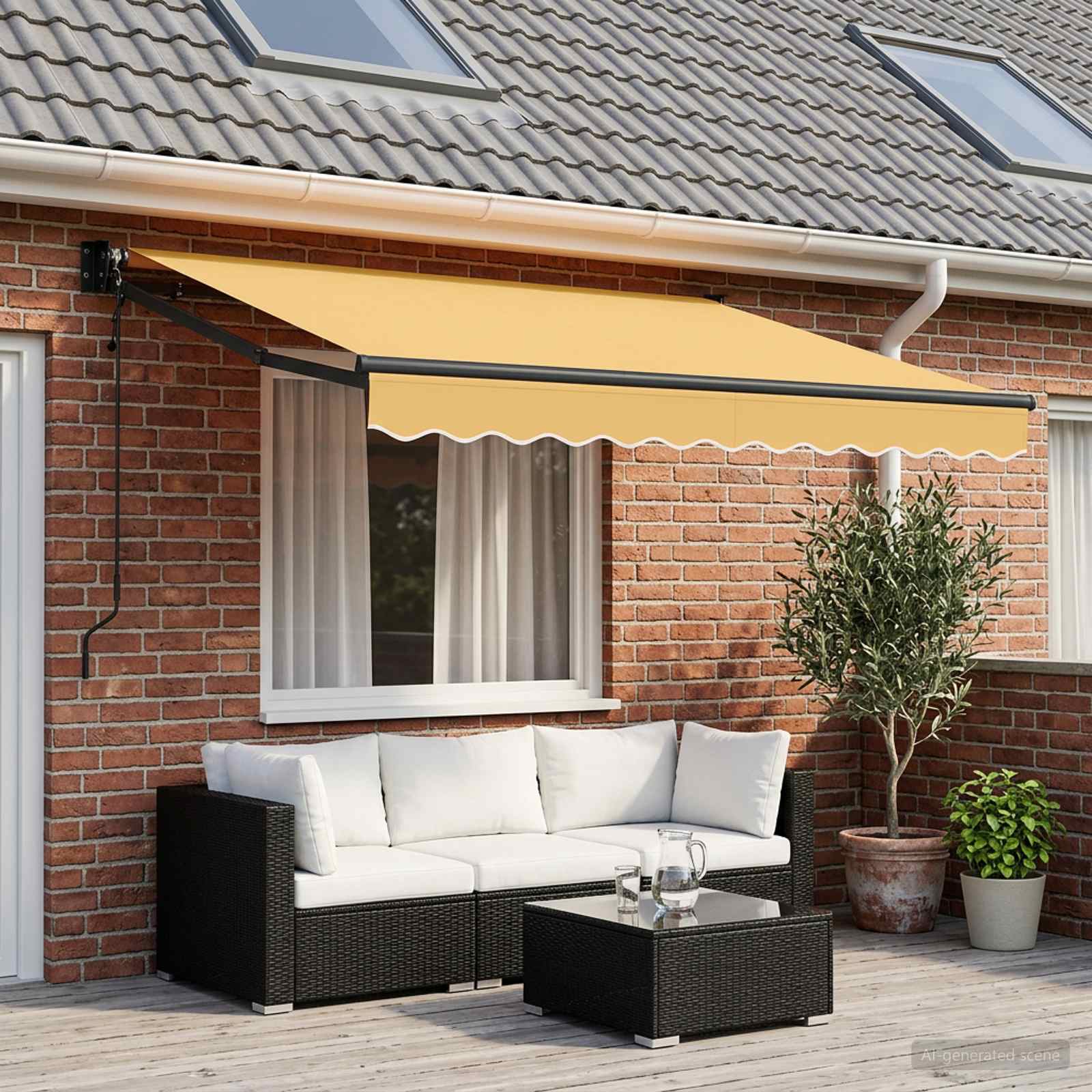 Tenda retrattile Sabbia 3,5 x 2 m Poliestere e Metallo