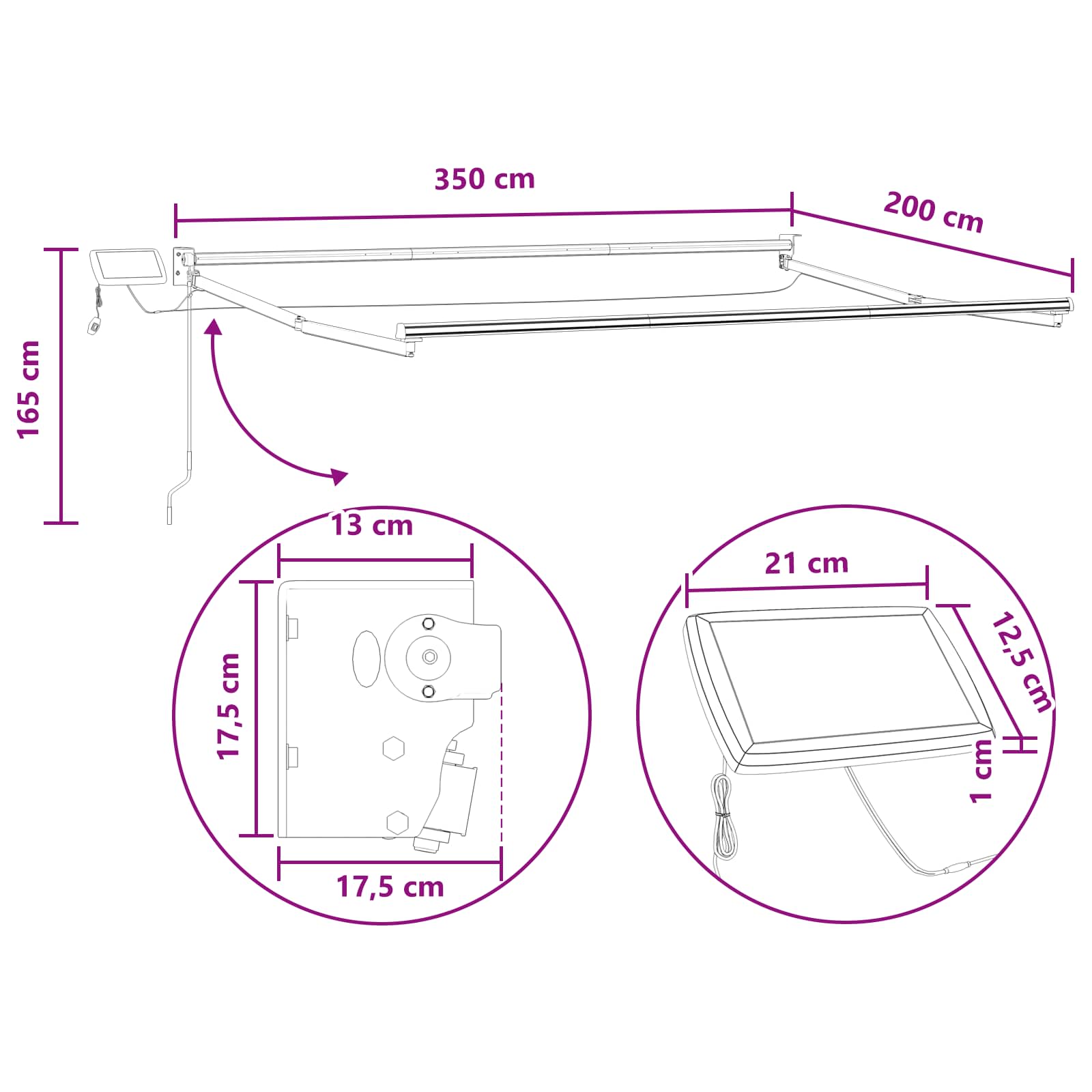 Tenda retrattile manuale con LED Sabbia