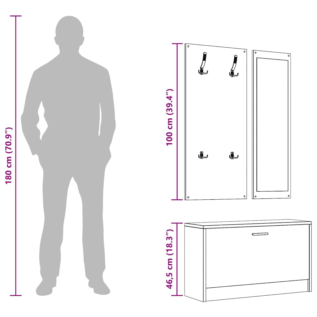 Set Scarpiere 3 in 1 Bianco in Legno Multistrato