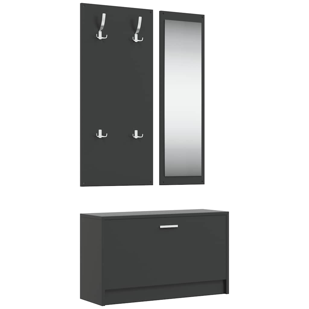 Set Scarpiere 3 in 1 Nero in Legno Multistrato