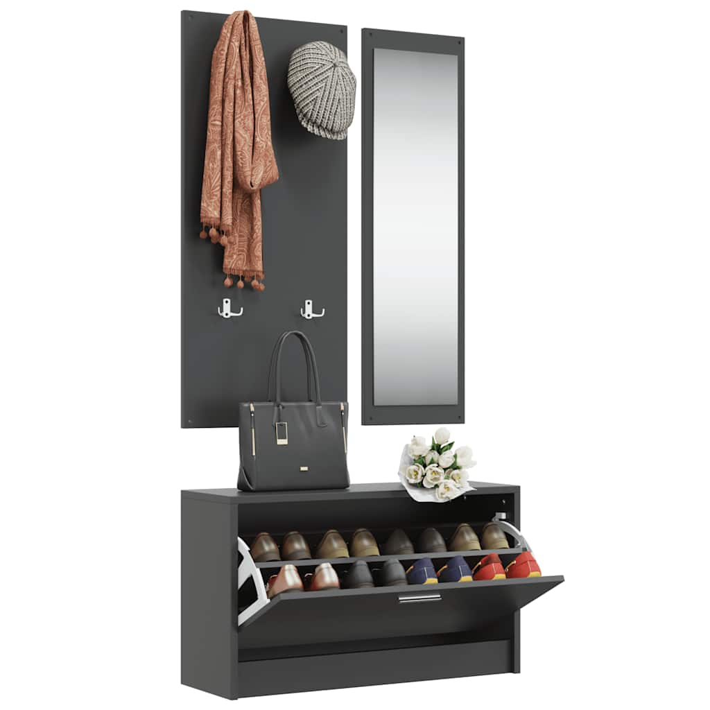 Set Scarpiere 3 in 1 Nero in Legno Multistrato