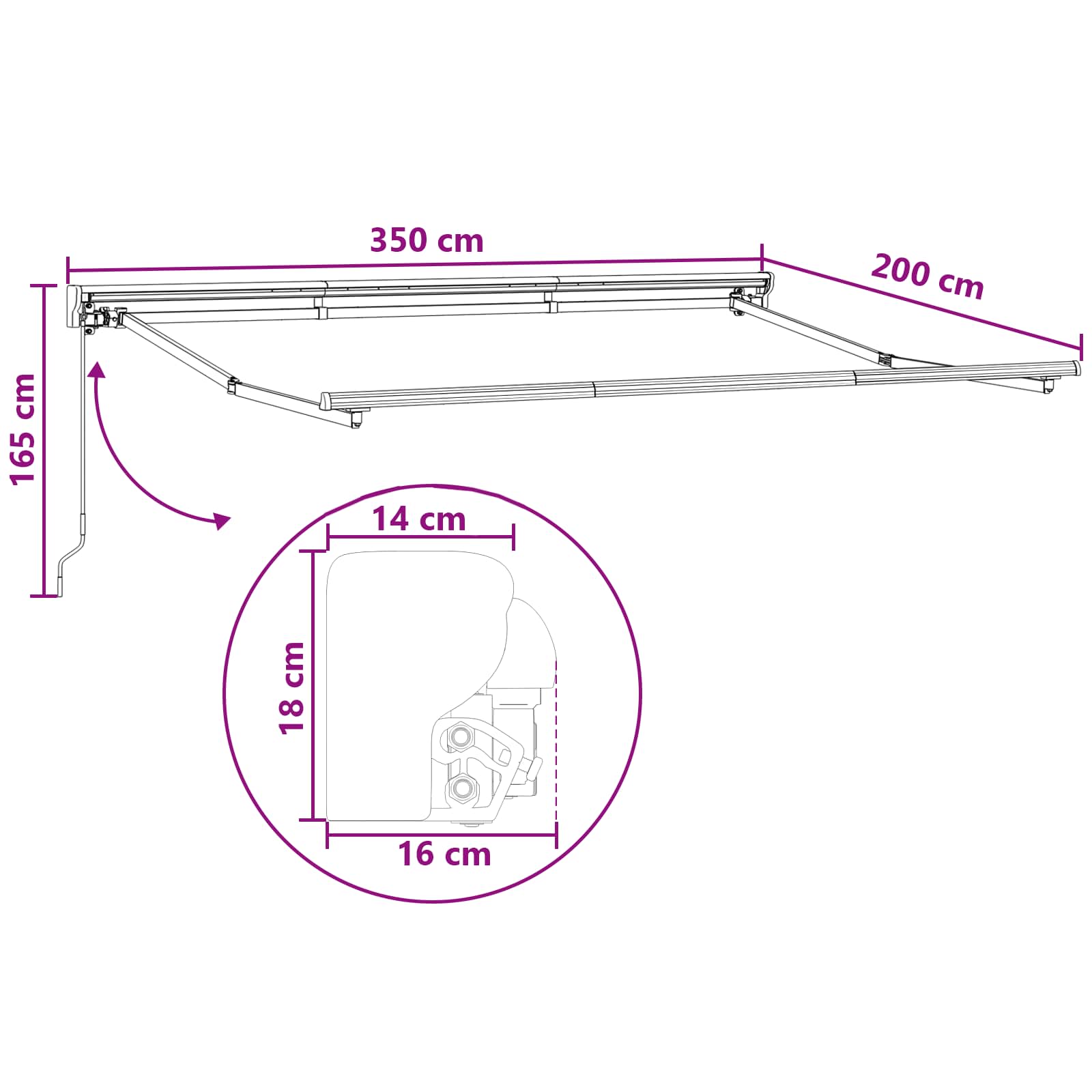 Tenda retrattile manuale Sabbia 3,5 x 2 m
