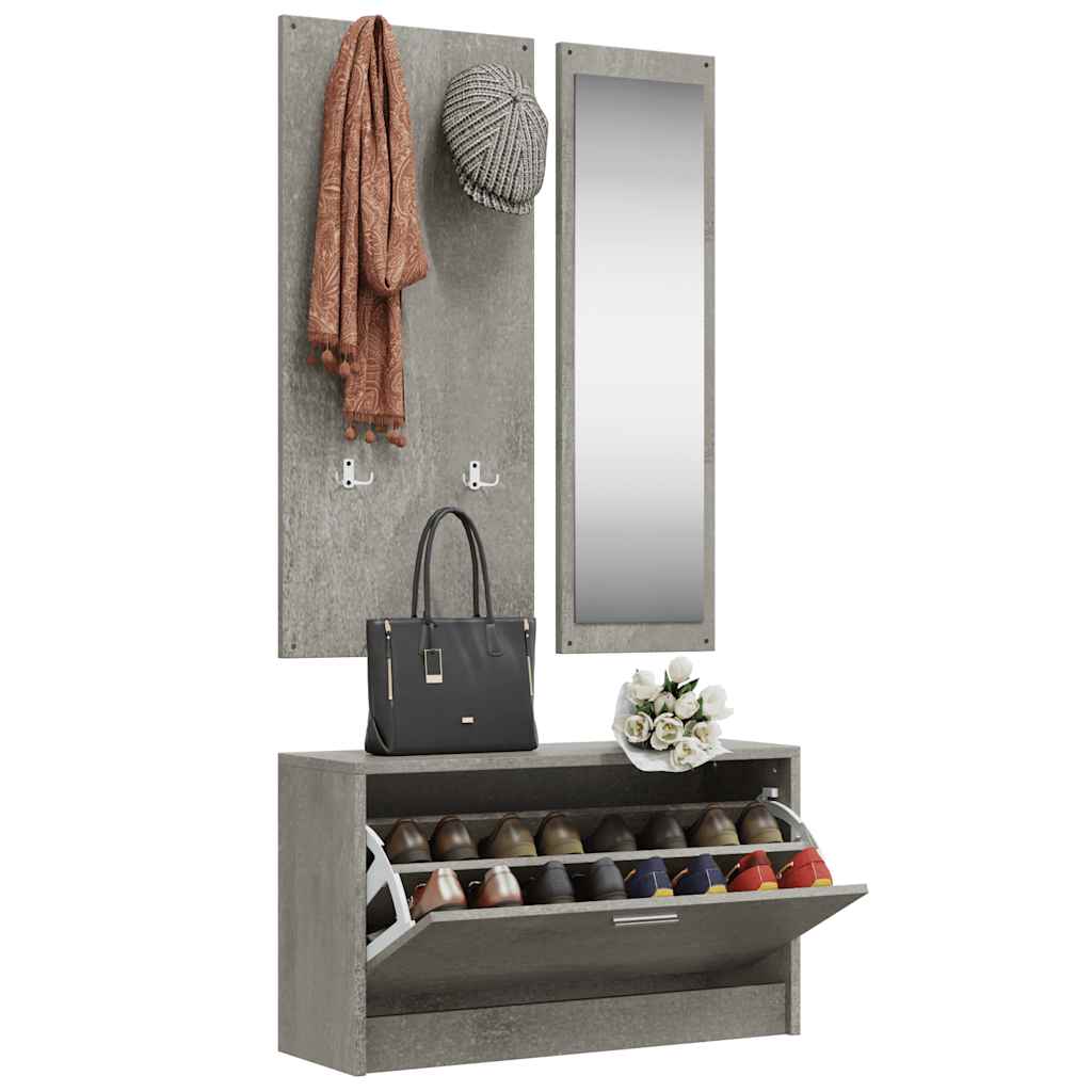 Set Scarpiere 3 in 1 Grigio cemento in Legno Multistrato