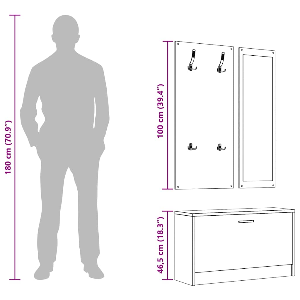 Set Scarpiere 3 in 1 Grigio cemento in Legno Multistrato