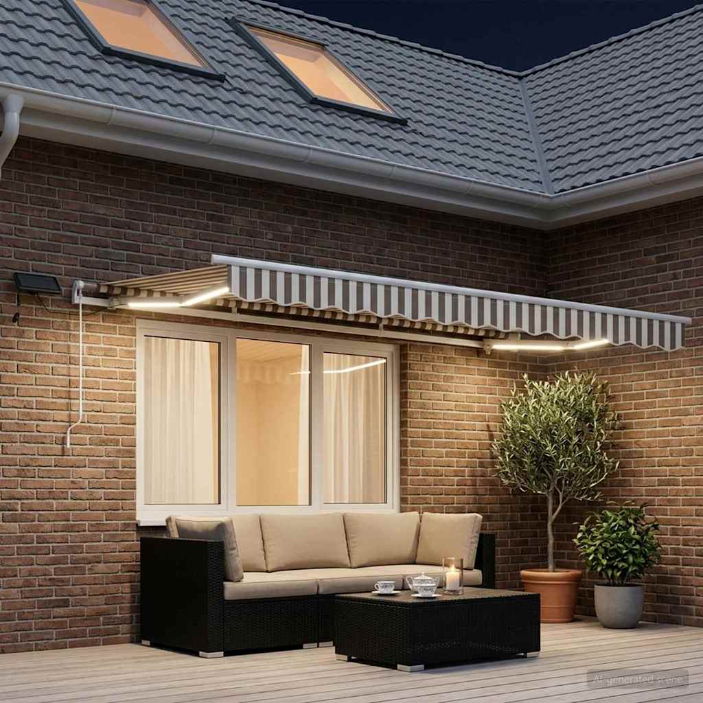 Tenda retrattile Grigio chiaro e bianco 300 x 250 cm