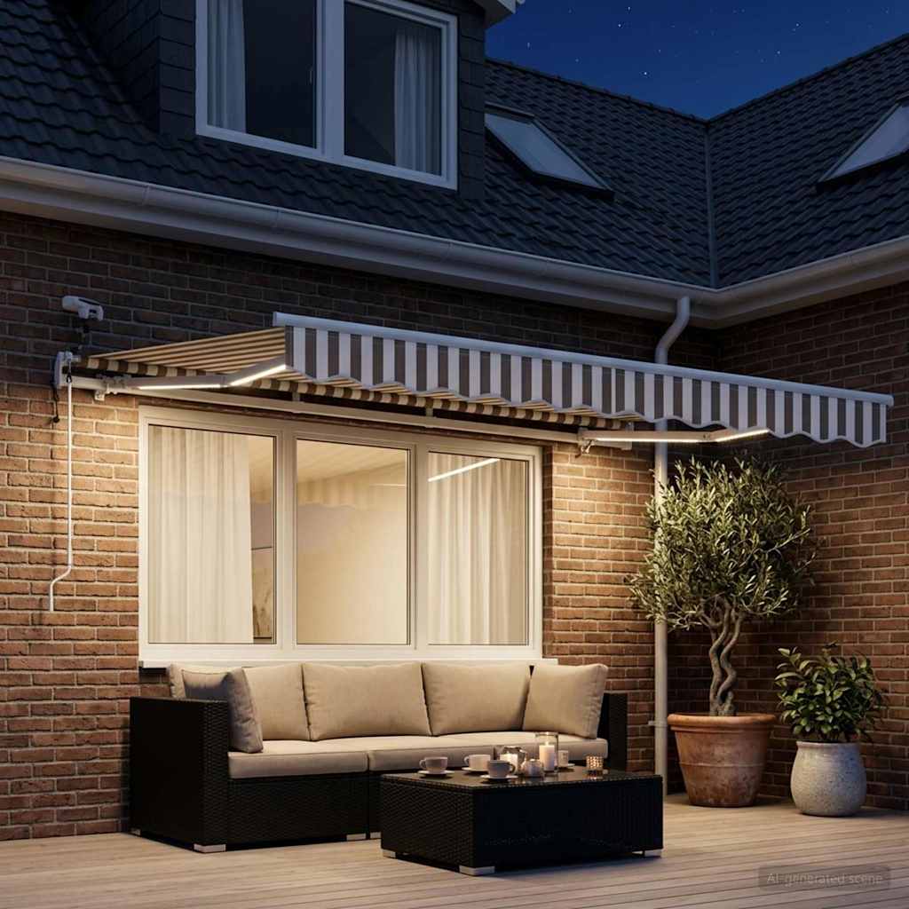 Tenda retrattile Grigio chiaro e bianco 300 x 250 cm Poliestere