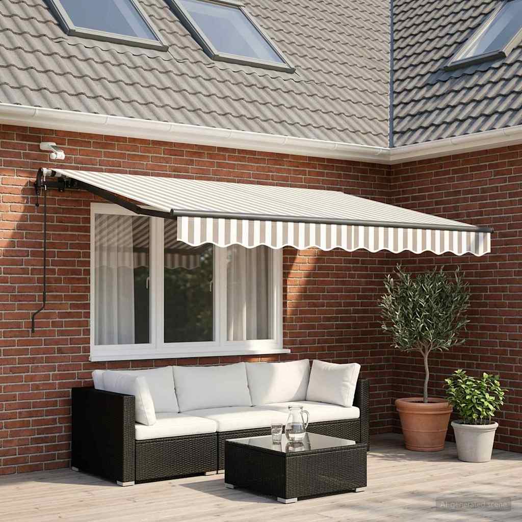 Tenda retrattile Grigio chiaro e bianco 300 x 250 cm Poliestere