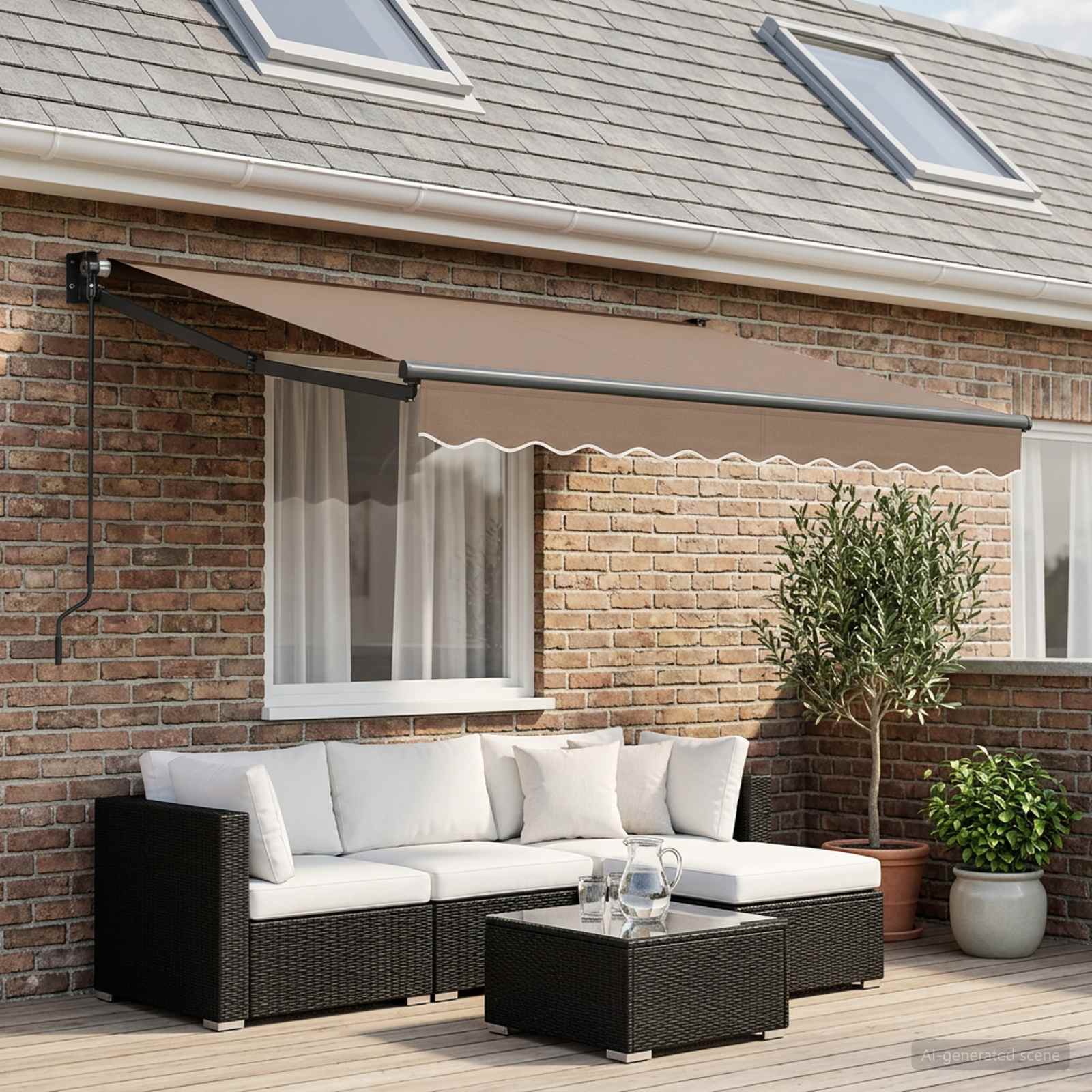 Tenda retrattile Tortora 3 x 2,5 m 100% Poliestere e Alluminio