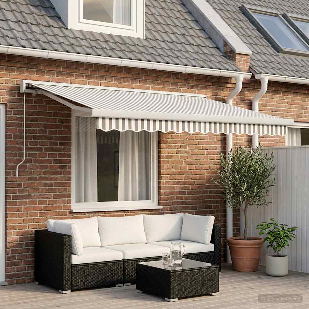 Tenda retrattile Grigio chiaro e bianco 300 x 250 cm