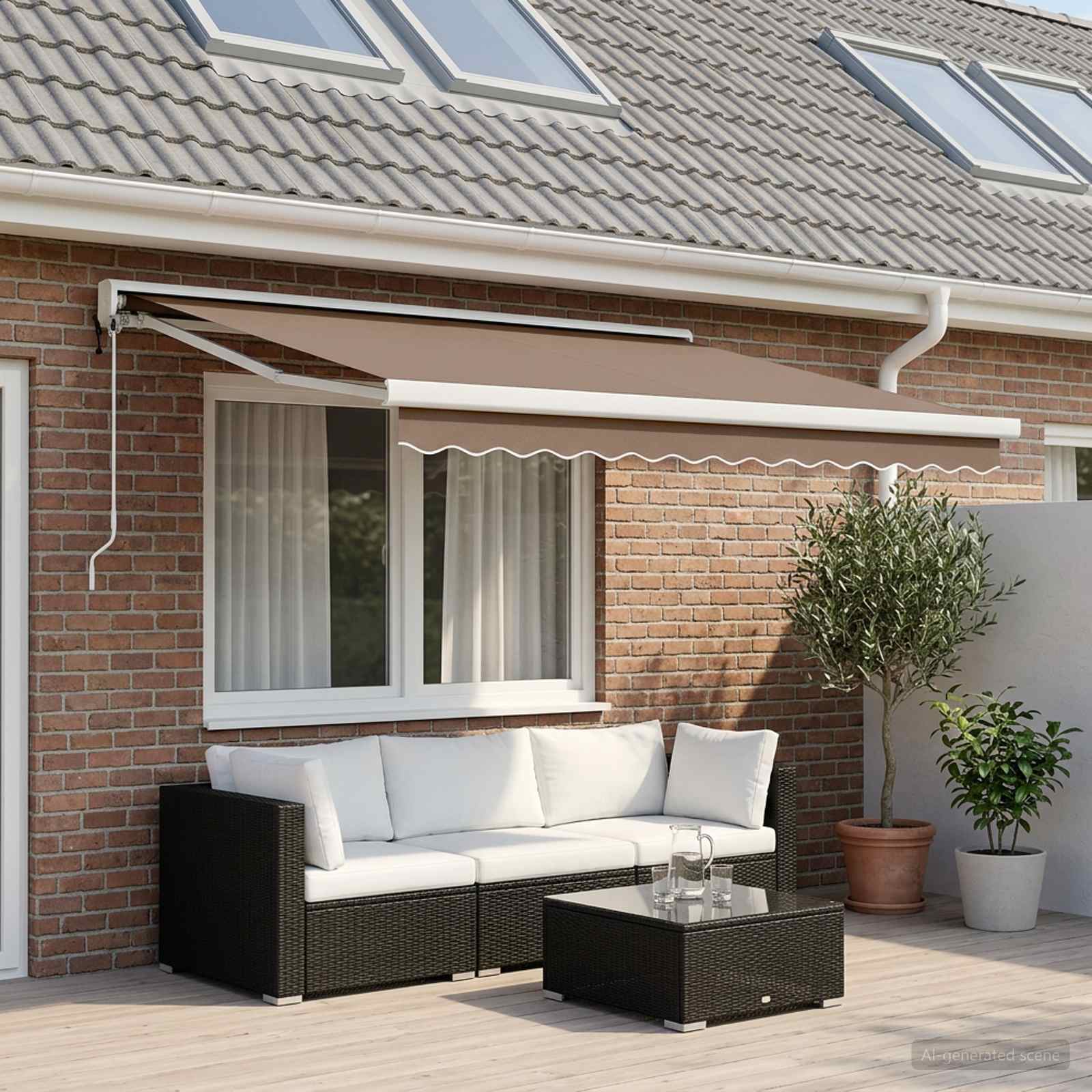Tenda retrattile Tortora 300 x 250 cm Tessuto e Metallo