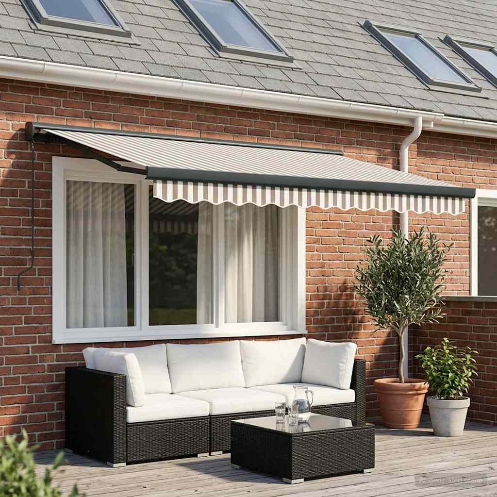 Tenda retrattile Grigio chiaro e bianco 300 x 250 cm