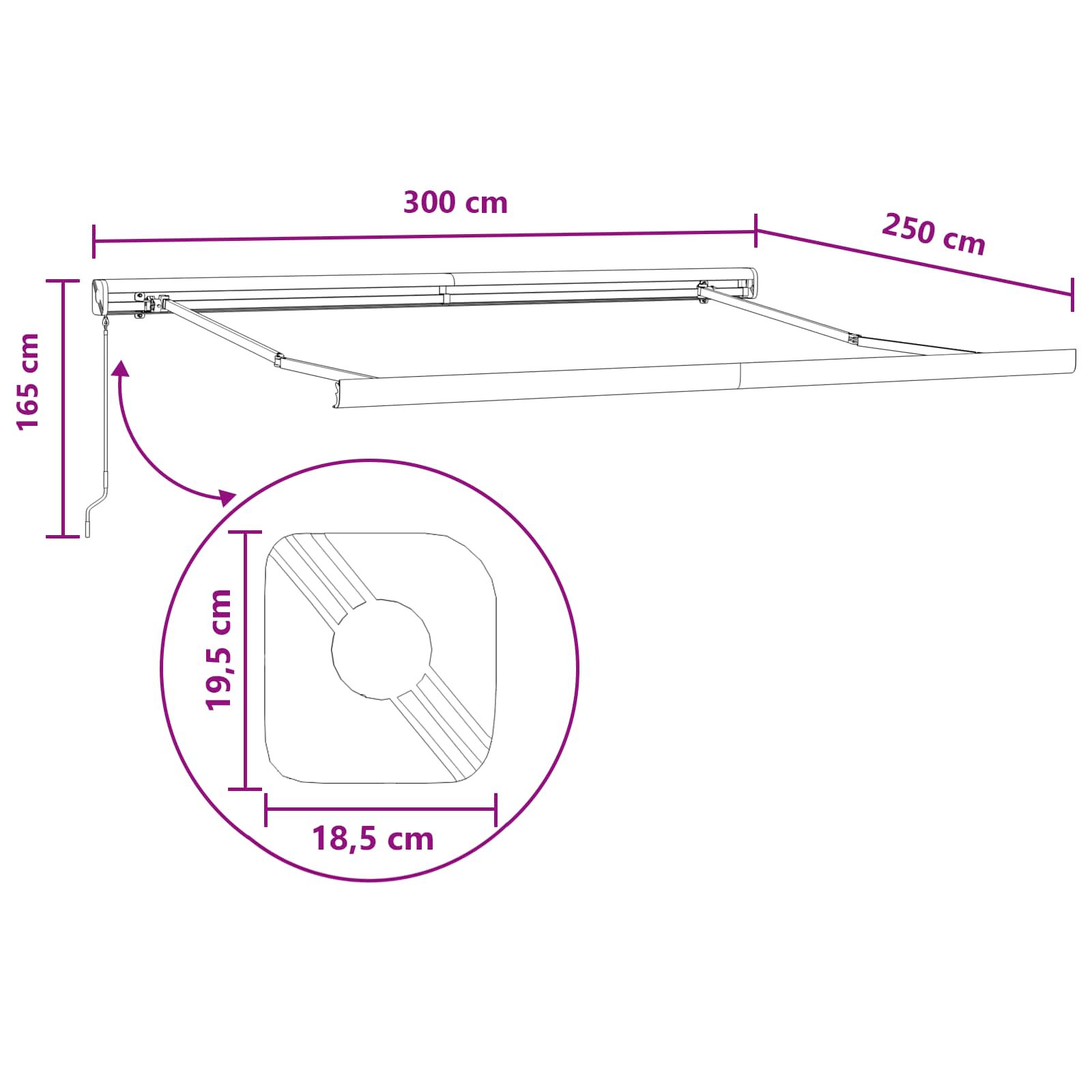 Tenda retrattile Grigio chiaro e bianco 300 x 250 cm