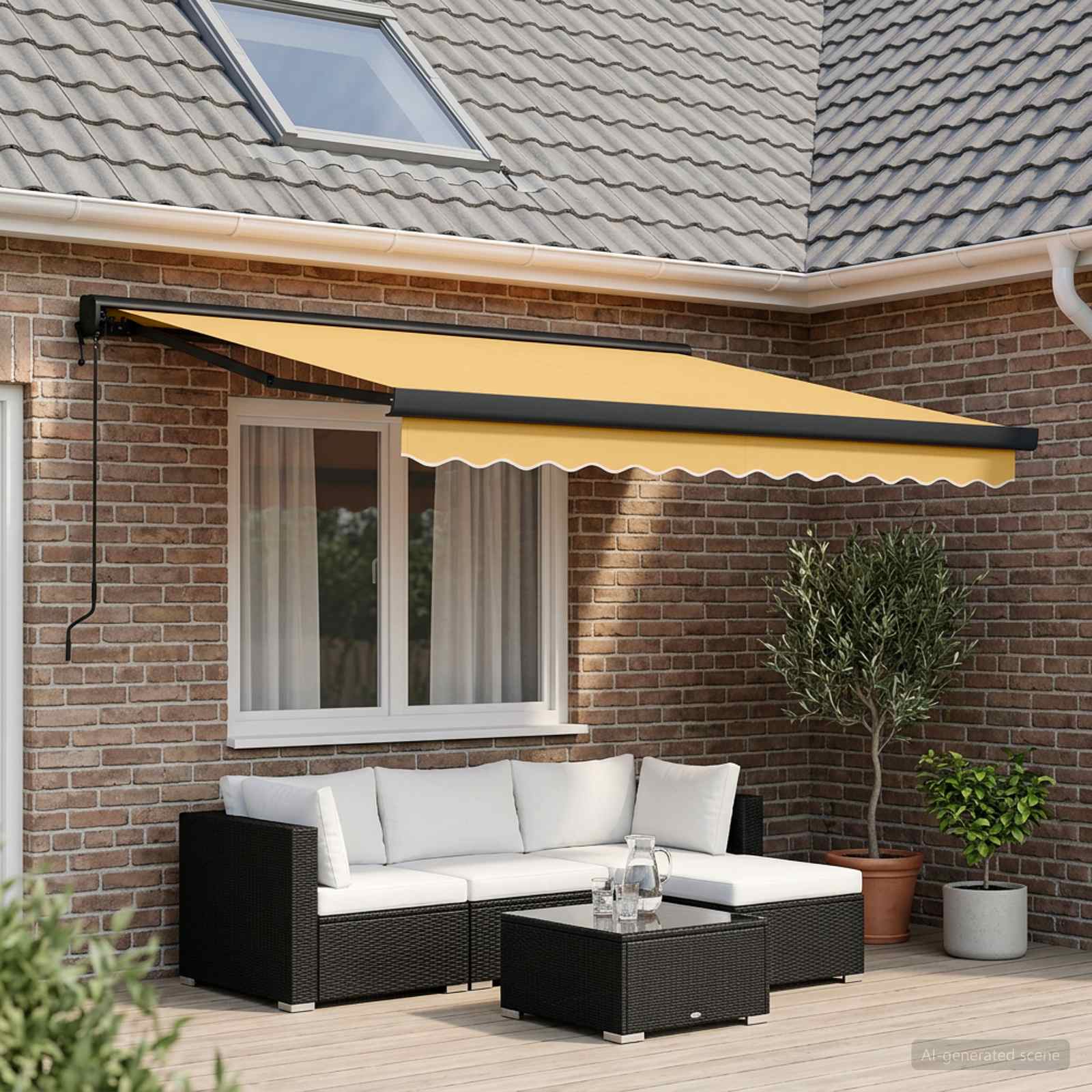 Tenda retrattile Sabbia 300 x 250 cm Tessuto e Metallo