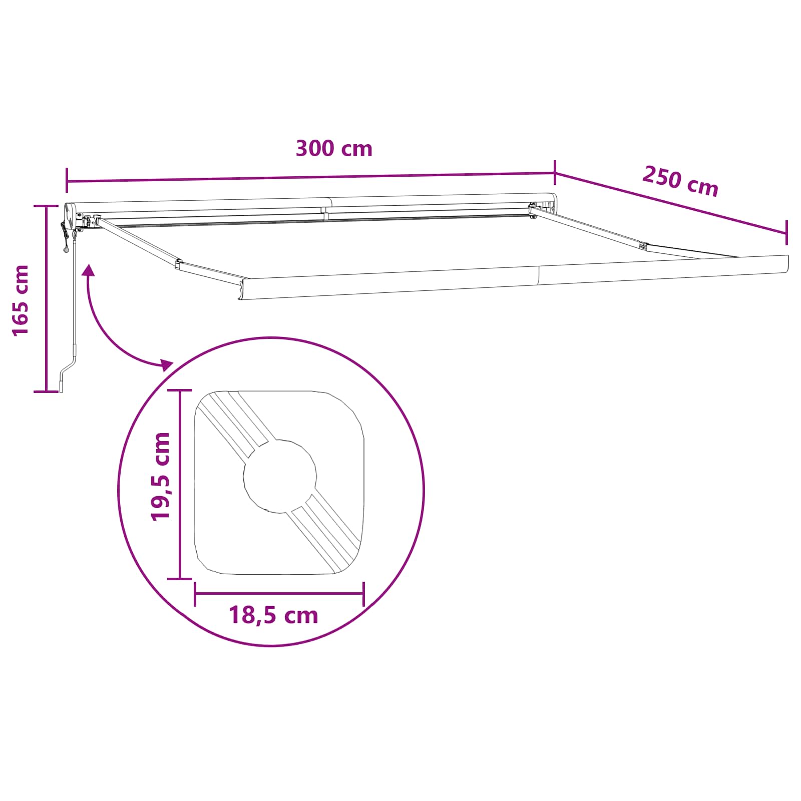 Tenda retrattile Sabbia 300 x 250 cm Tessuto e Metallo