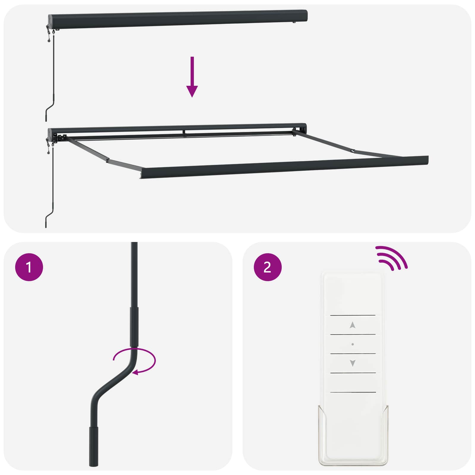 Tenda retrattile Tortora 300 x 250 cm Tessuto e Metallo