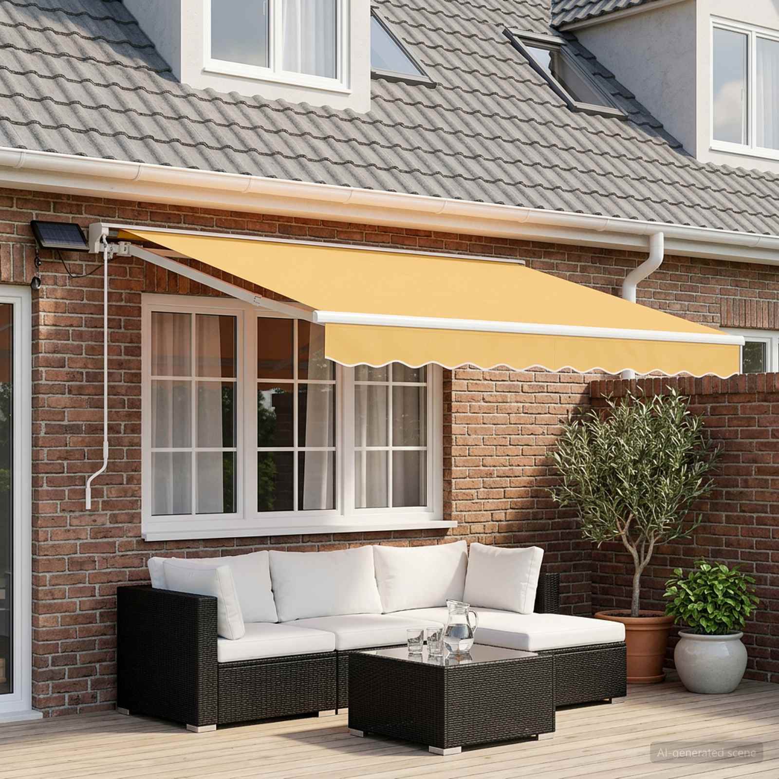 Cornice per Tenda Manuale con LED Sabbia 3 x 2,5 m