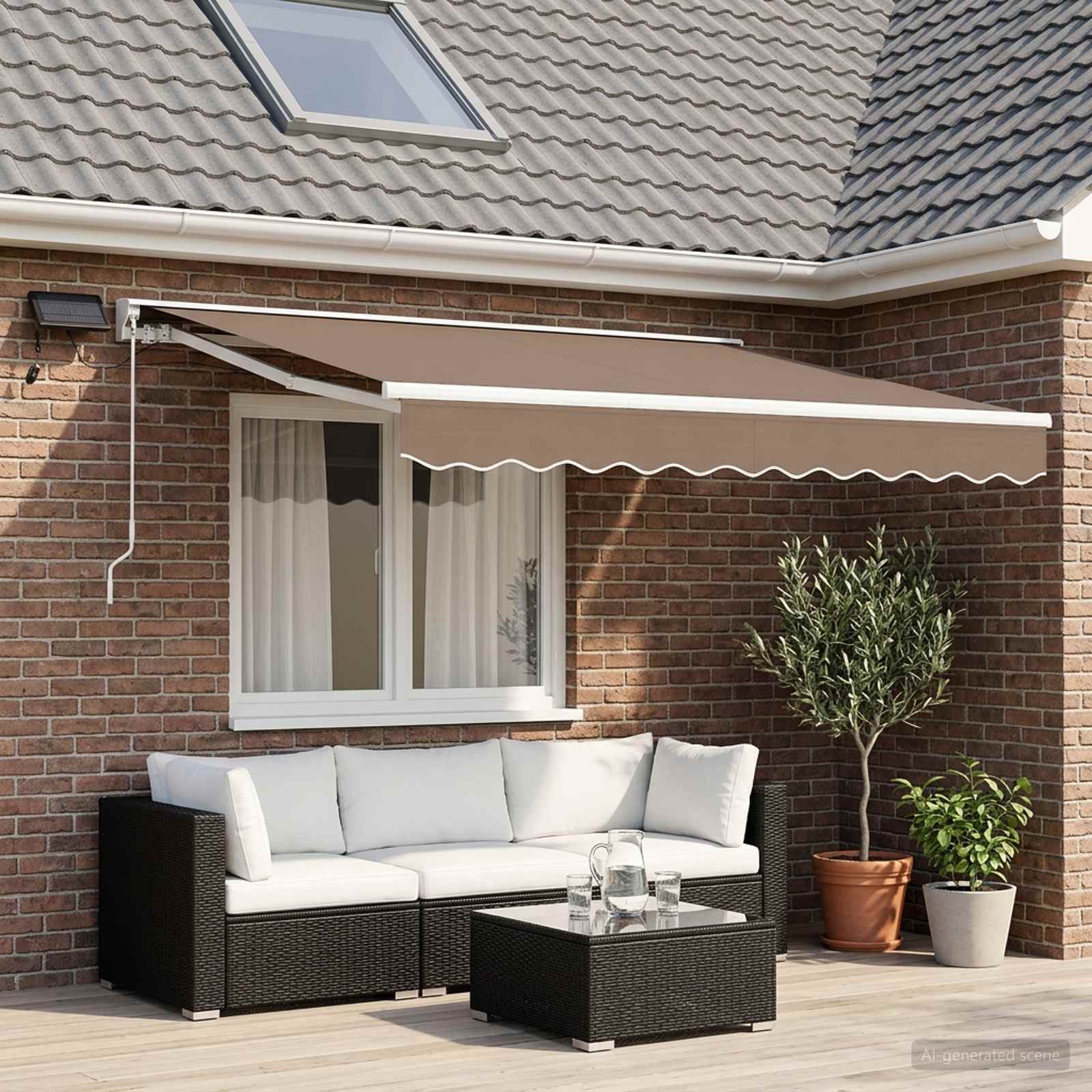 Cornice per Tenda Manuale con LED Tortora 3 x 2,5 m