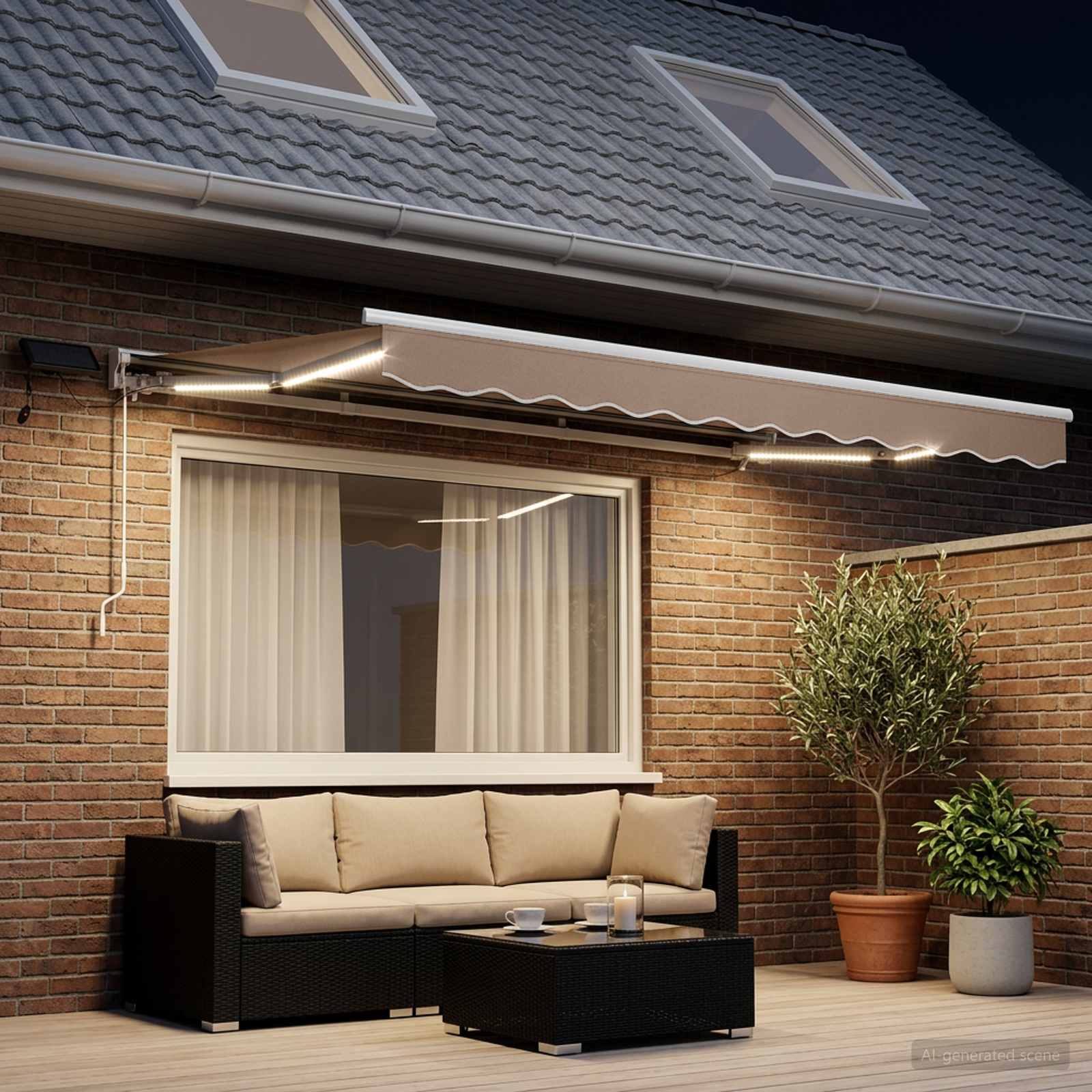 Cornice per Tenda Manuale con LED Tortora 3 x 2,5 m