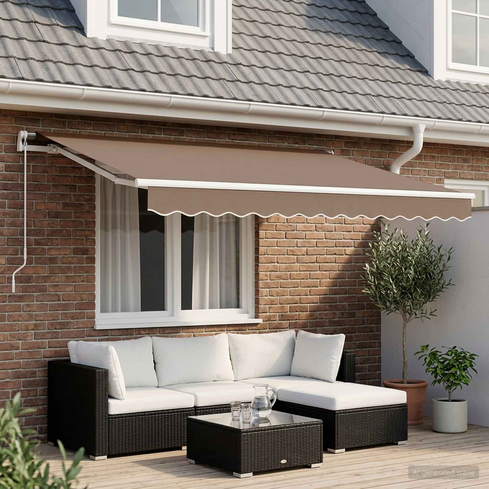 Tenda retrattile Tortora 350 x 250 cm Poliestere e Alluminio