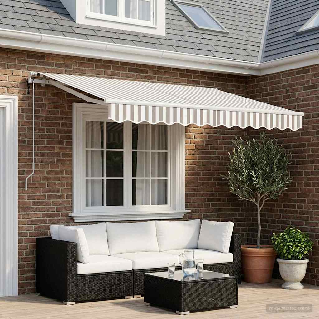 Tenda retrattile Grigio chiaro e bianco 350 x 250 cm Poliestere