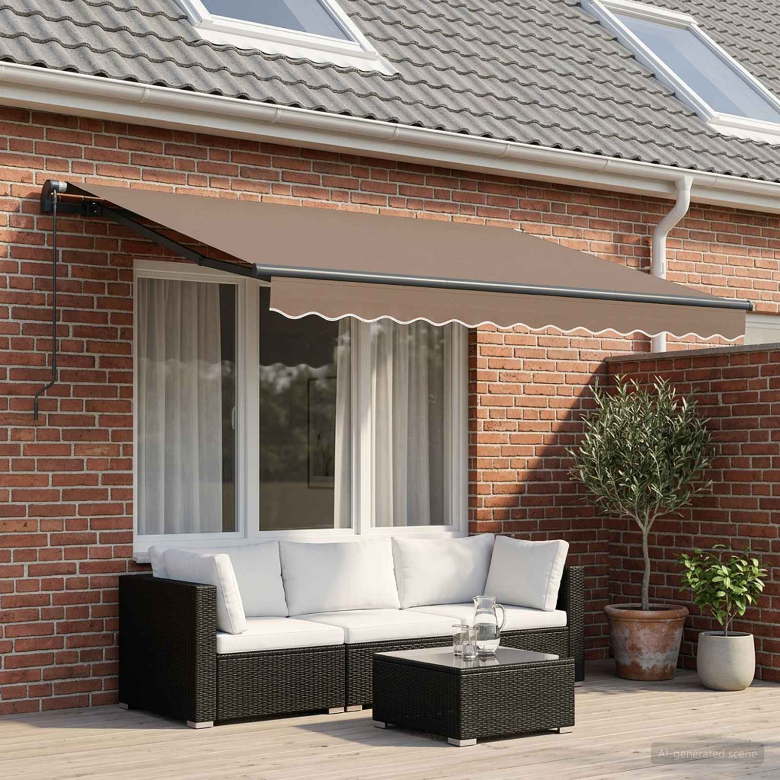 Tenda retrattile Tortora 350 x 250 cm Poliestere e Alluminio