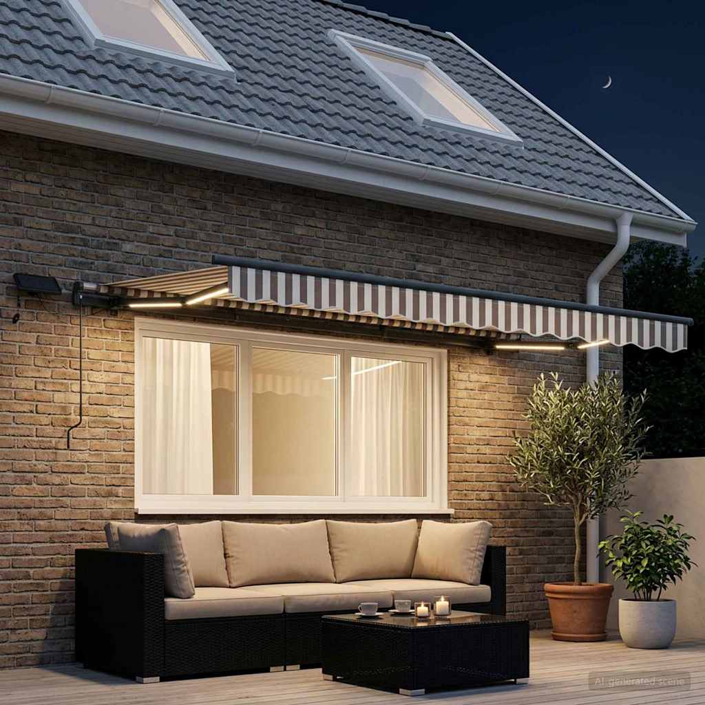 Tenda retrattile Grigio chiaro e bianco 350 x 250 cm