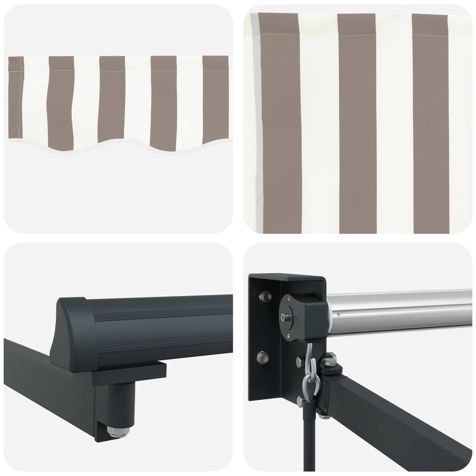 Tenda retrattile manuale con LED Grigio chiaro e bianco
