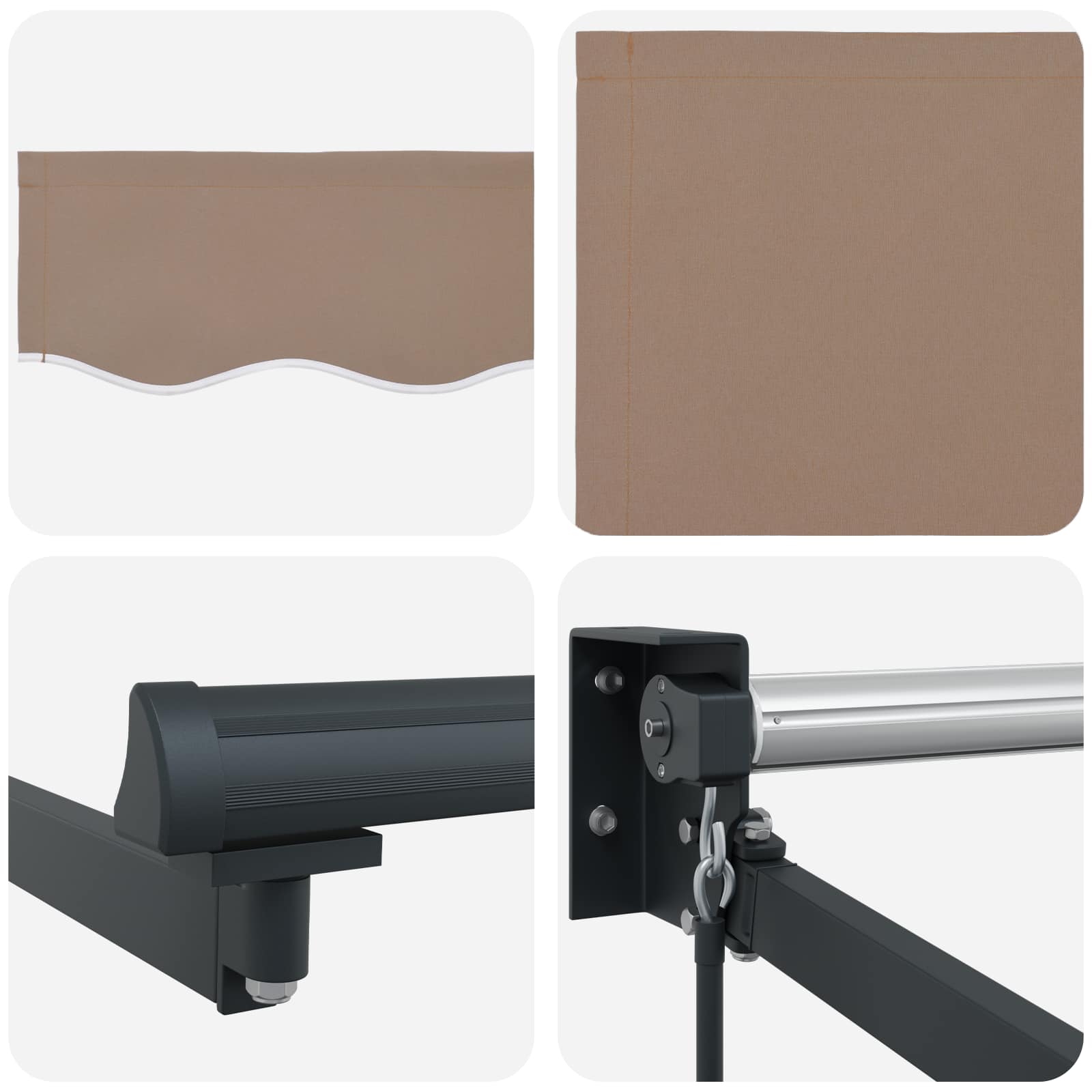 Tenda retrattile manuale con LED Tortora