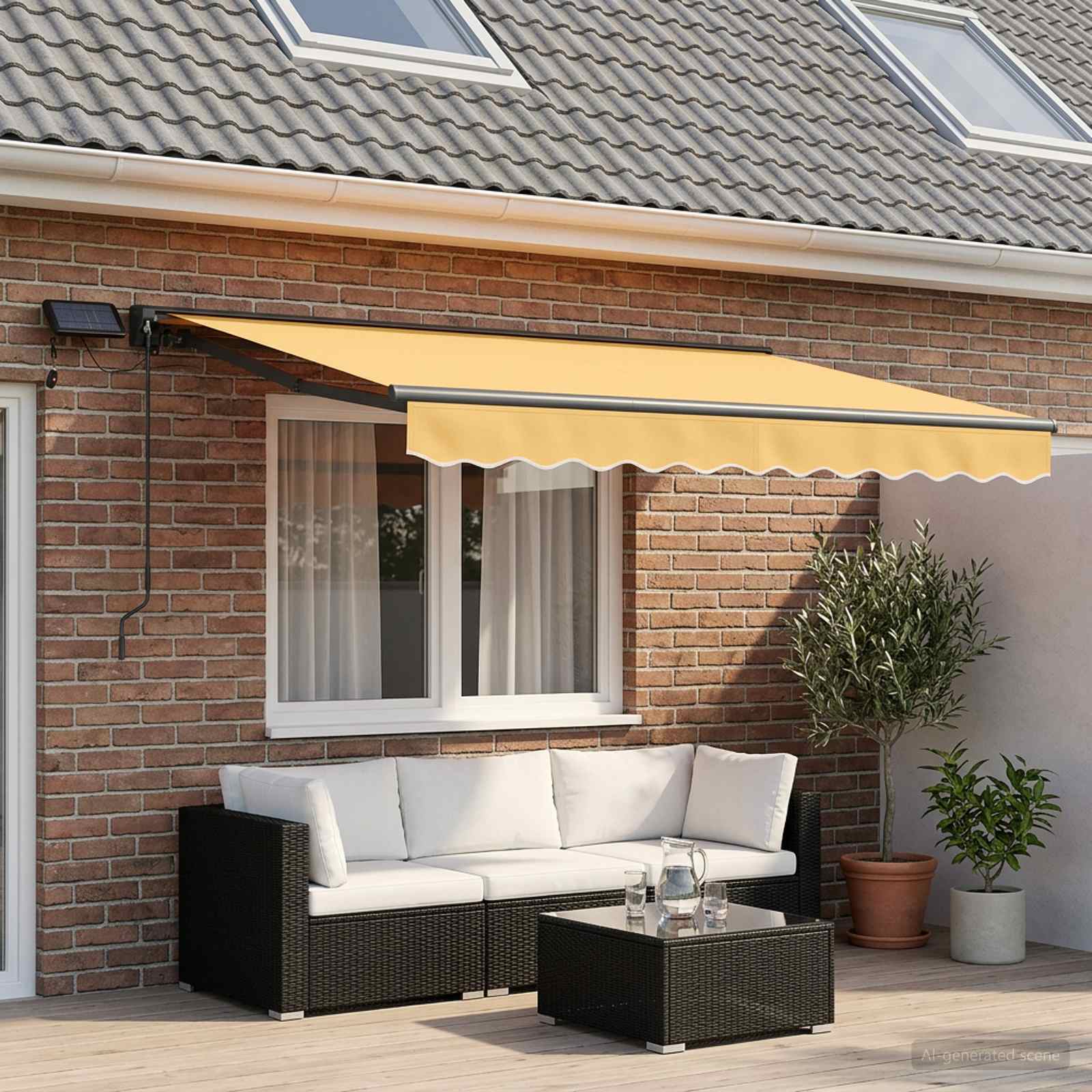 Cornice per Tenda Manuale con LED Sabbia 3,5 x 2,5 m