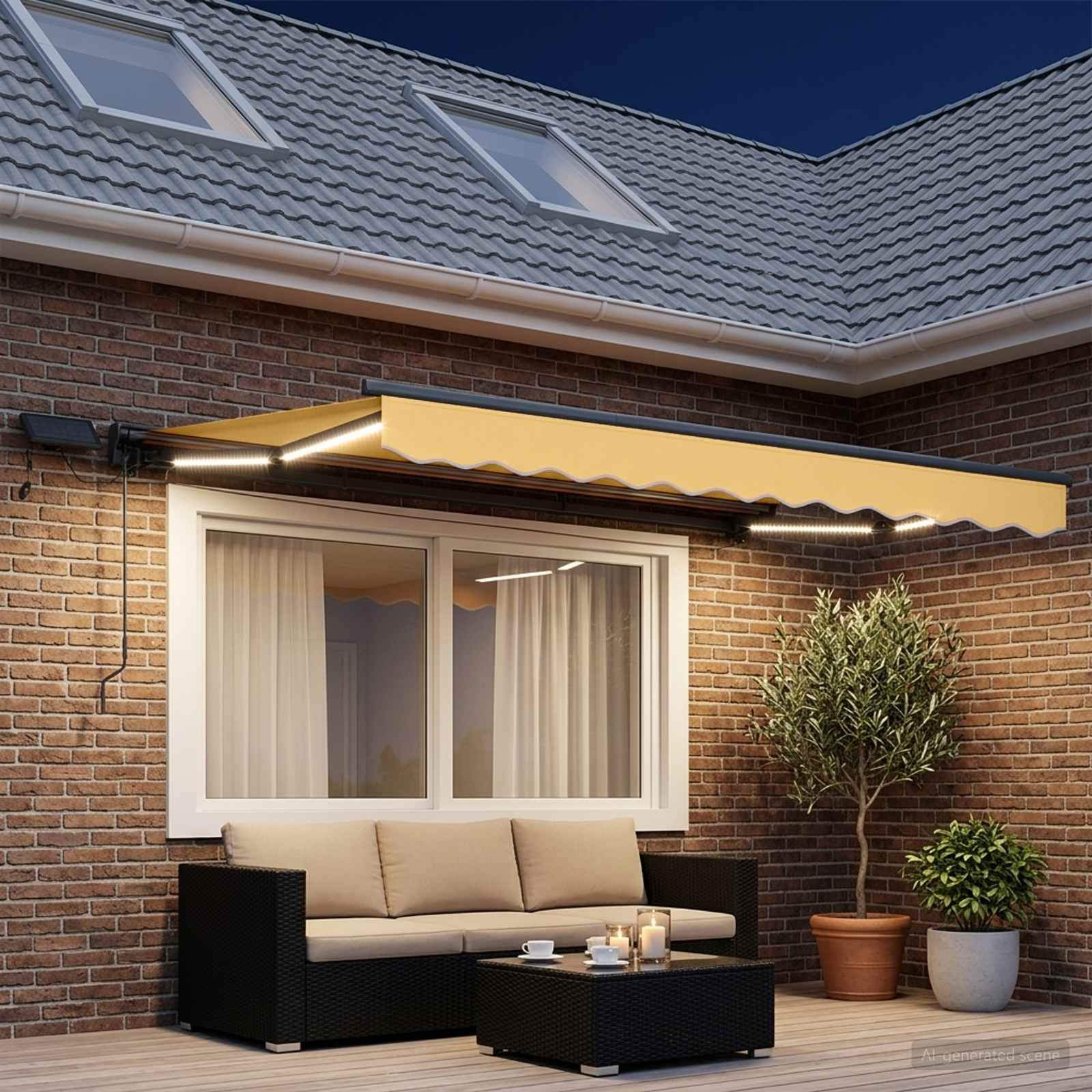 Cornice per Tenda Manuale con LED Sabbia 3,5 x 2,5 m