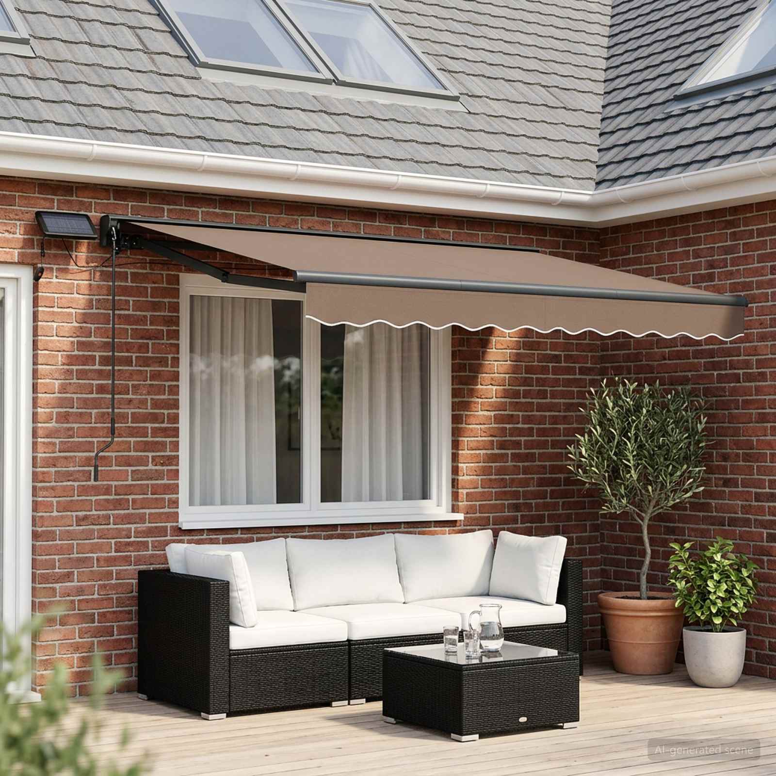 Cornice per Tenda Manuale con LED Tortora 3,5 x 2,5 m