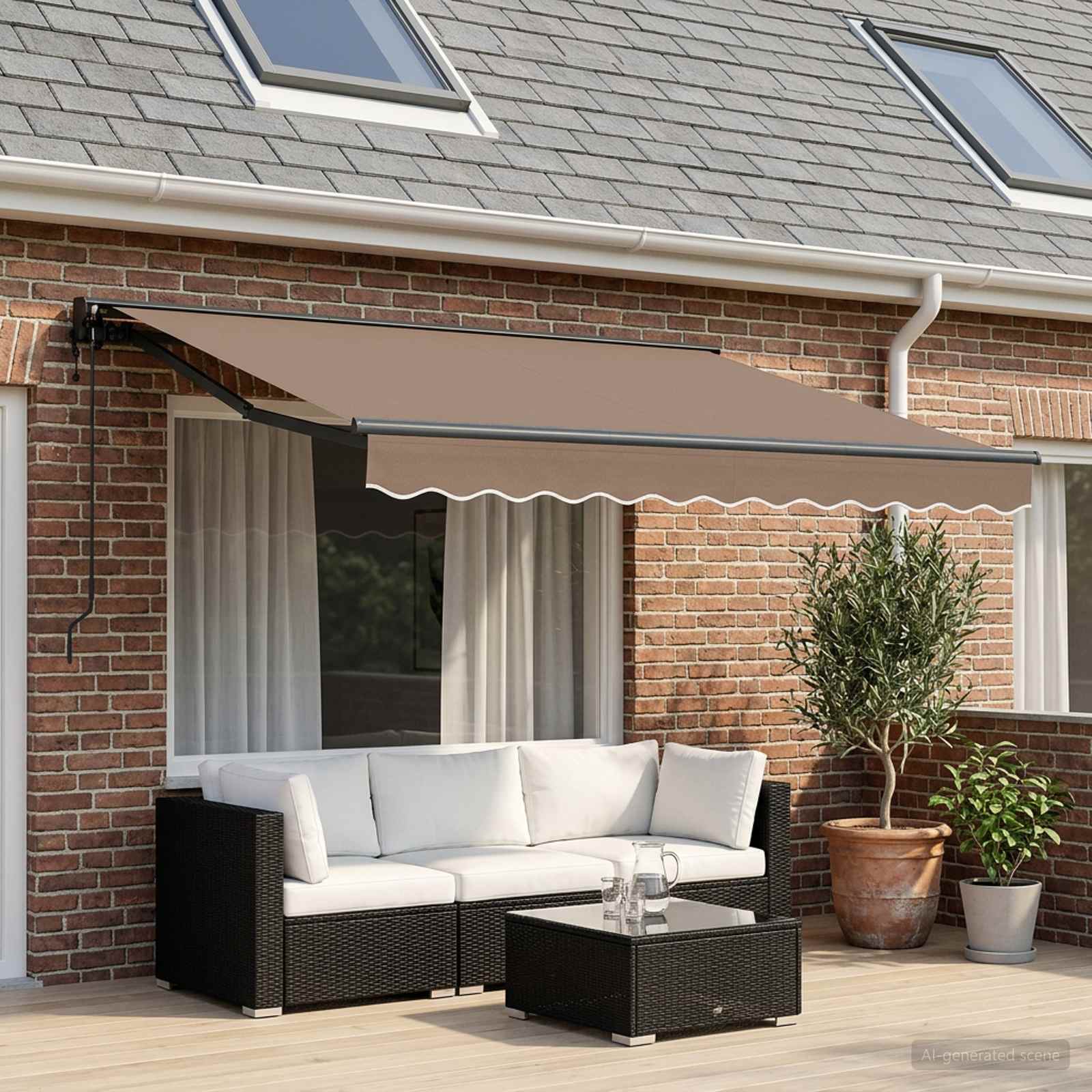 Tenda retrattile Tortora 3,5 x 2,5 m Poliestere e Alluminio