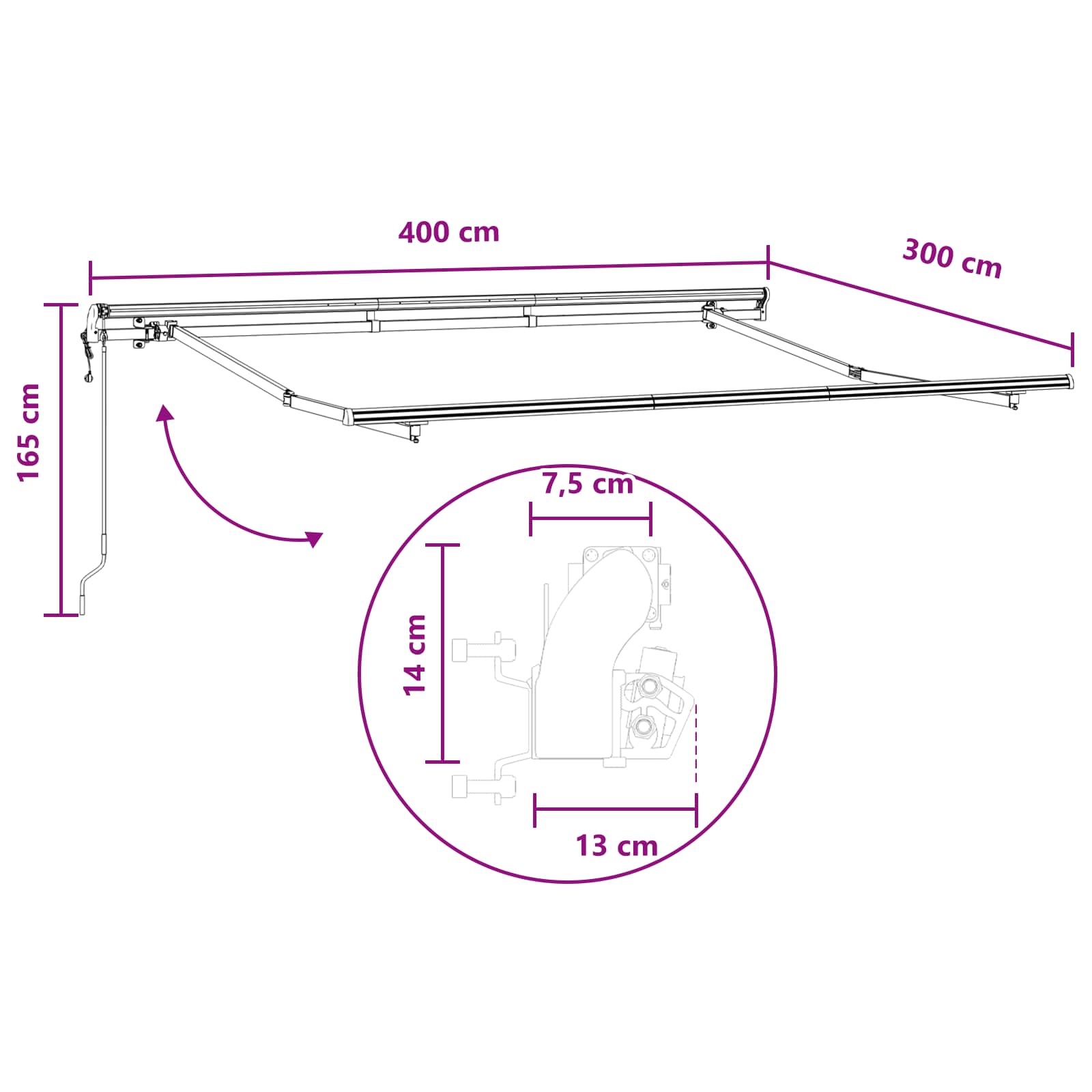 Tenda retrattile Sabbia 4 × 3 m Tessuto e Alluminio