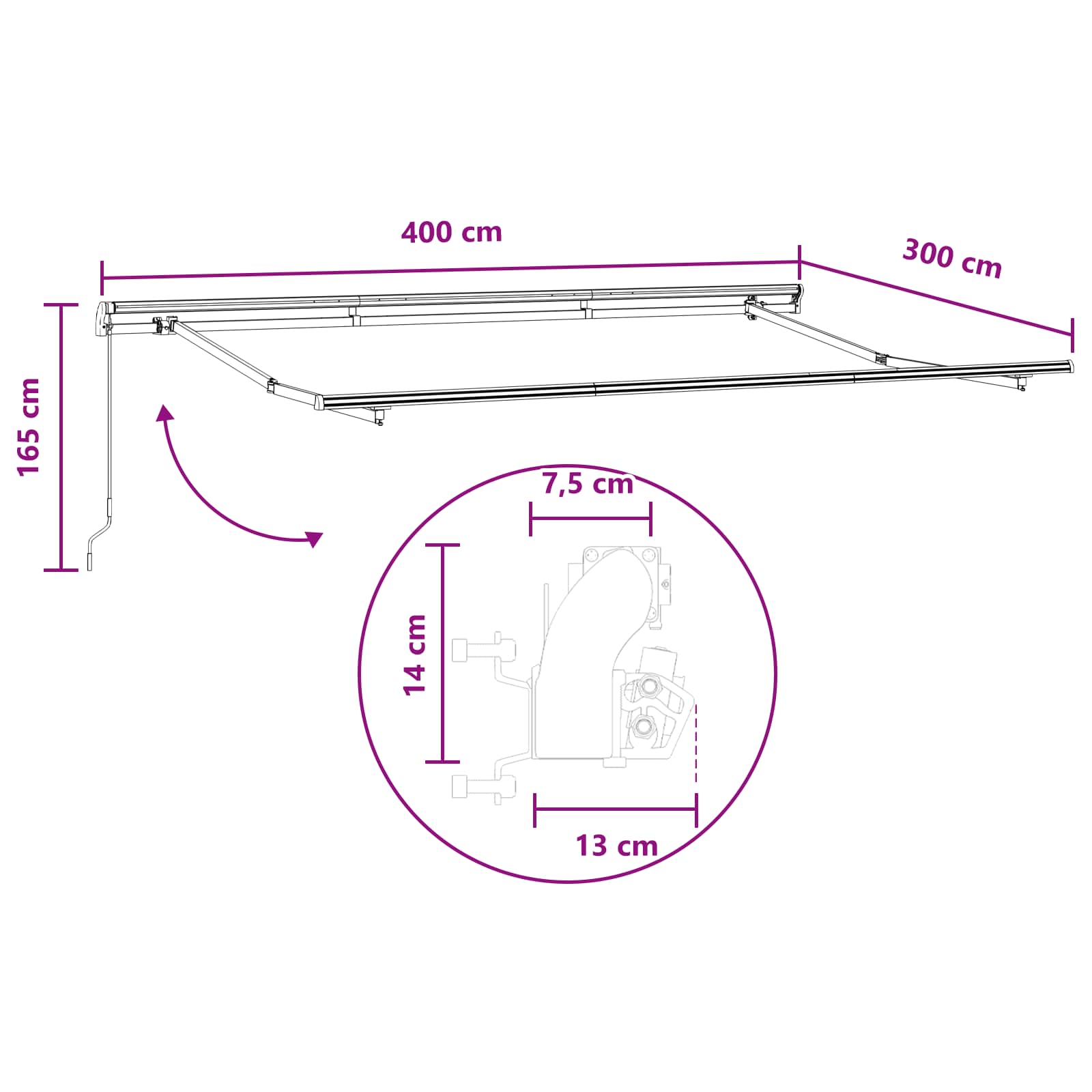 Tenda retrattile Tortora 400 × 300 cm Poliestere e Alluminio
