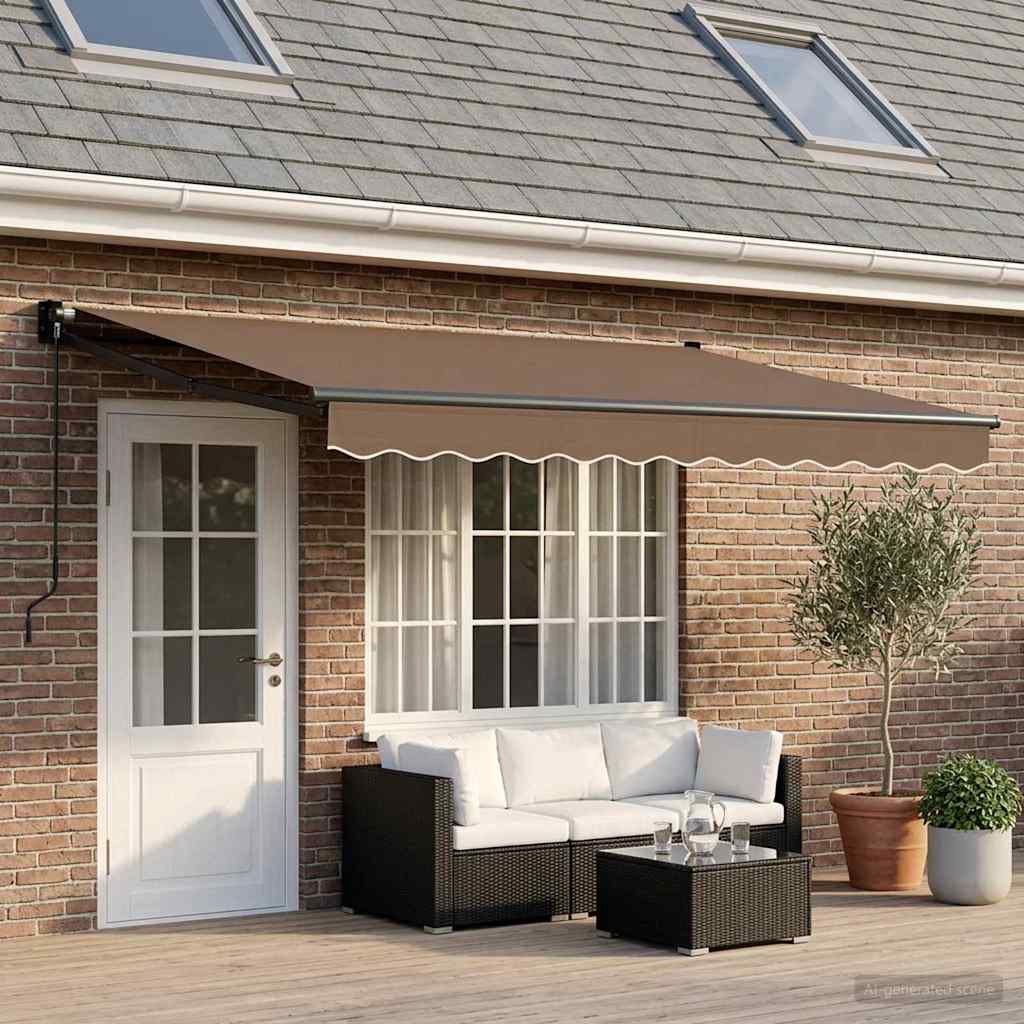 Tenda retrattile Tortora 4 × 3 m 100% Poliestere e Alluminio