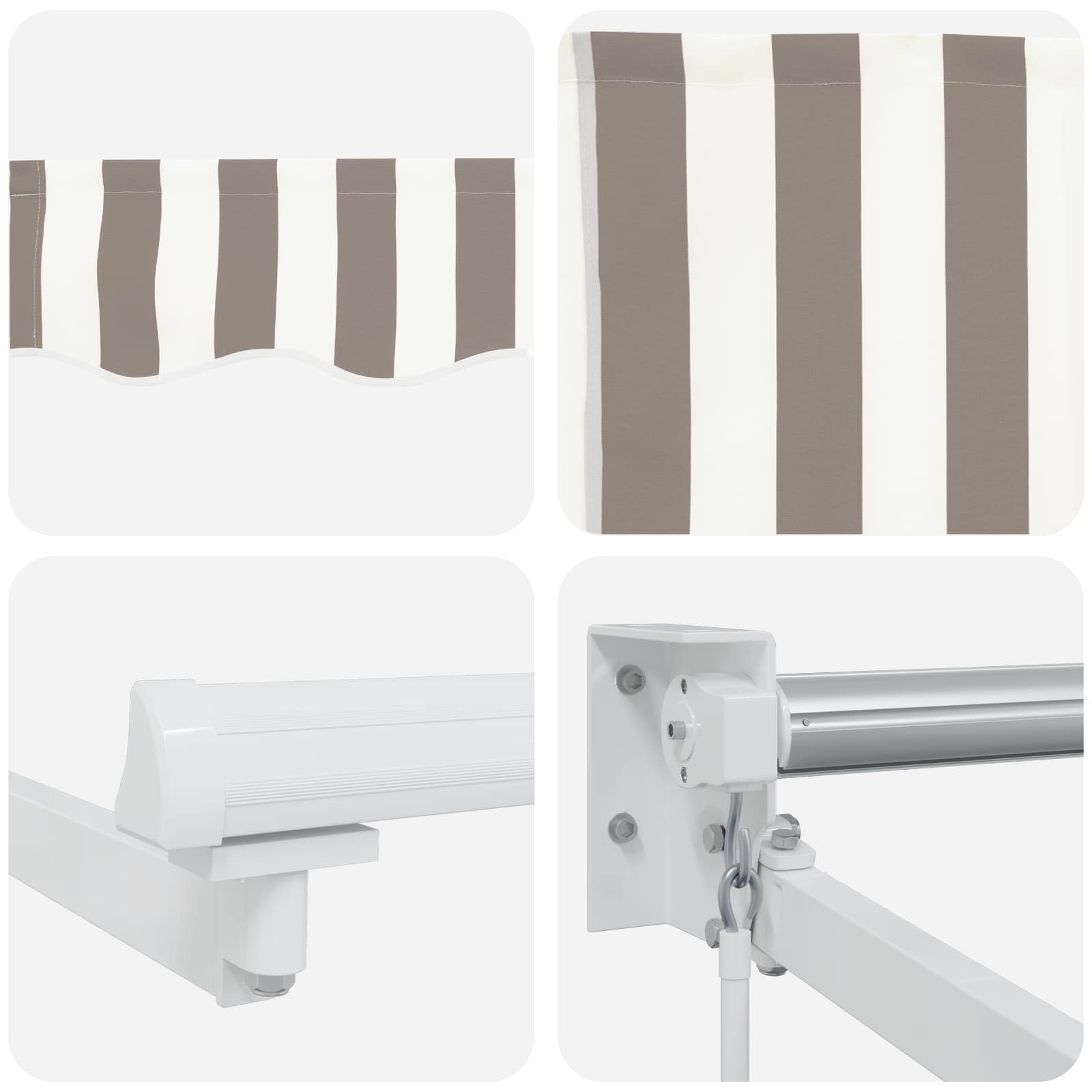 Tenda retrattile manuale con LED Grigio chiaro e bianco