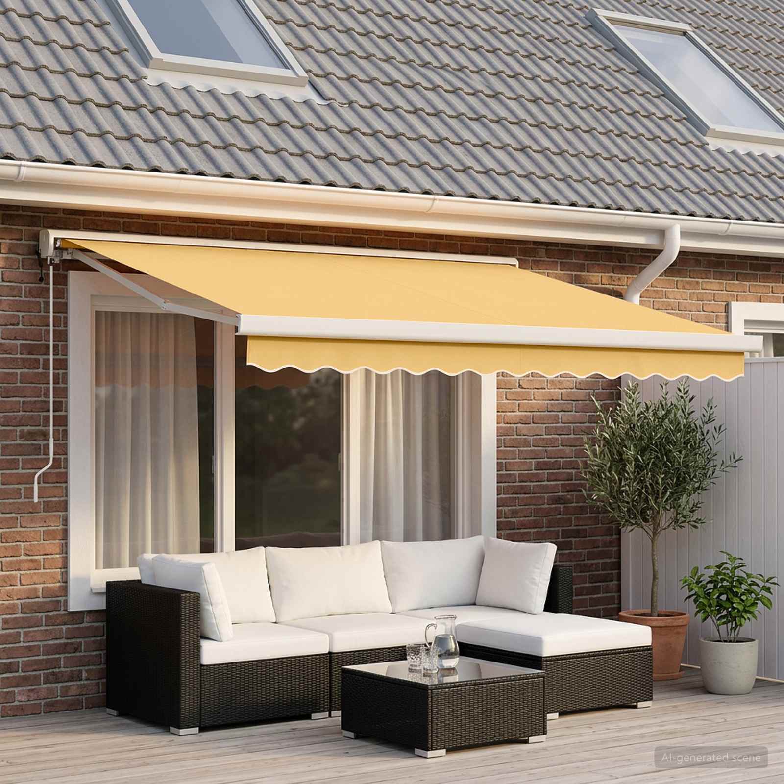 Tenda retrattile Sabbia 400 × 300 cm Tessuto e Metallo