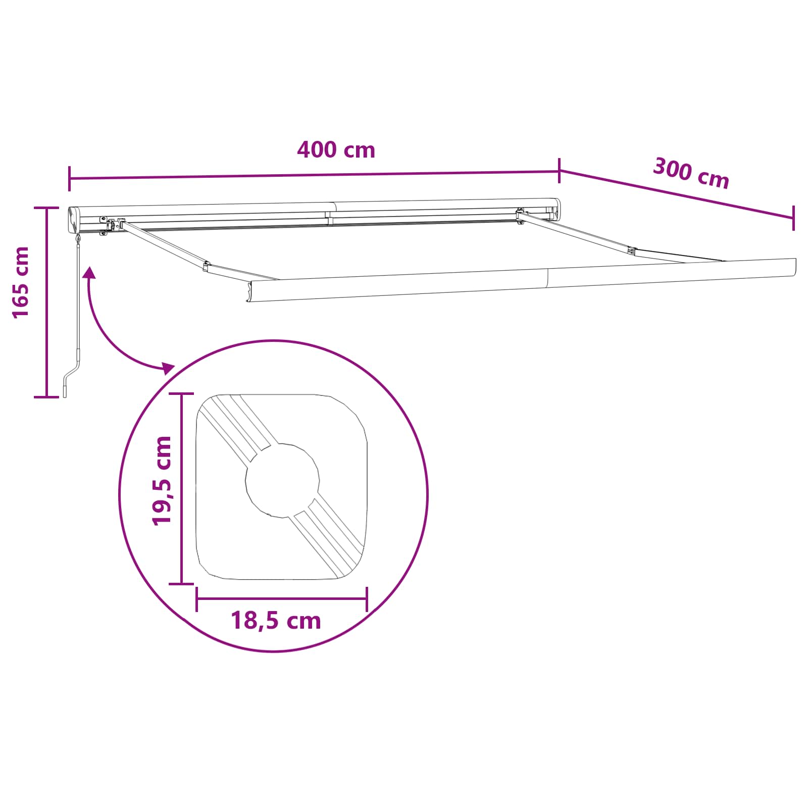 Tenda retrattile Grigio chiaro e bianco 400 × 300 cm