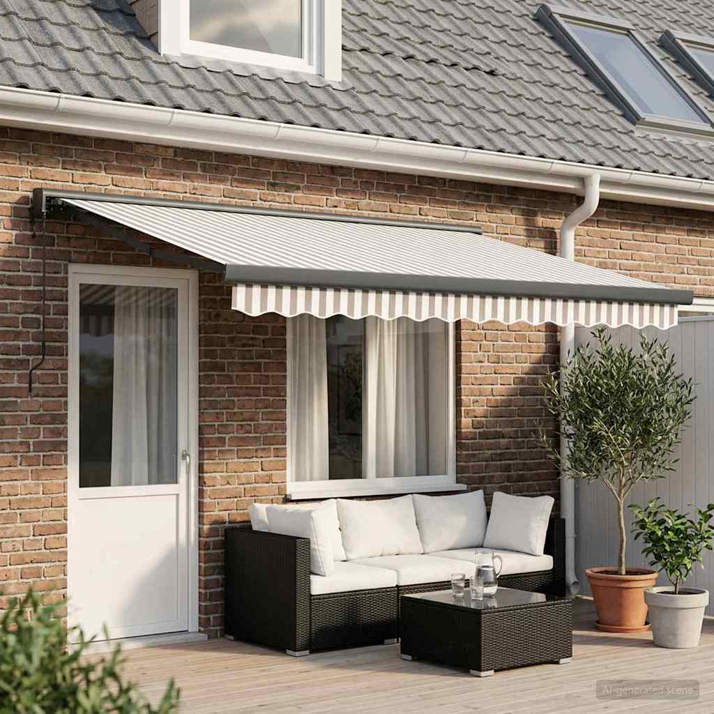 Tenda retrattile Grigio chiaro e bianco 400 × 300 cm